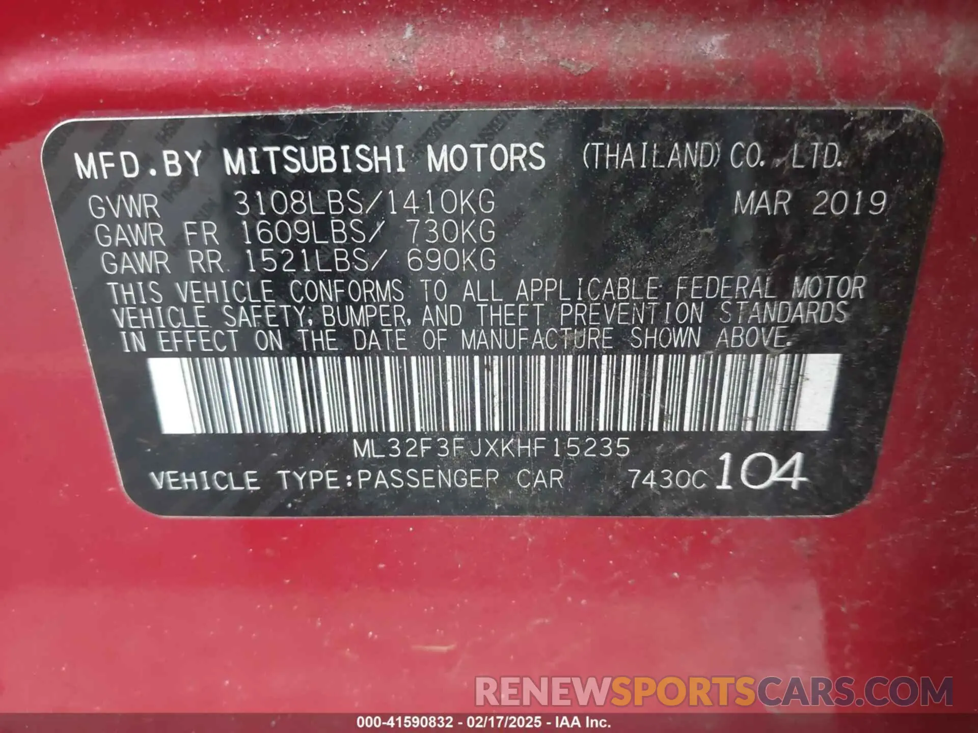 9 Photograph of a damaged car ML32F3FJXKHF15235 MITSUBISHI MIRAGE G4 2019