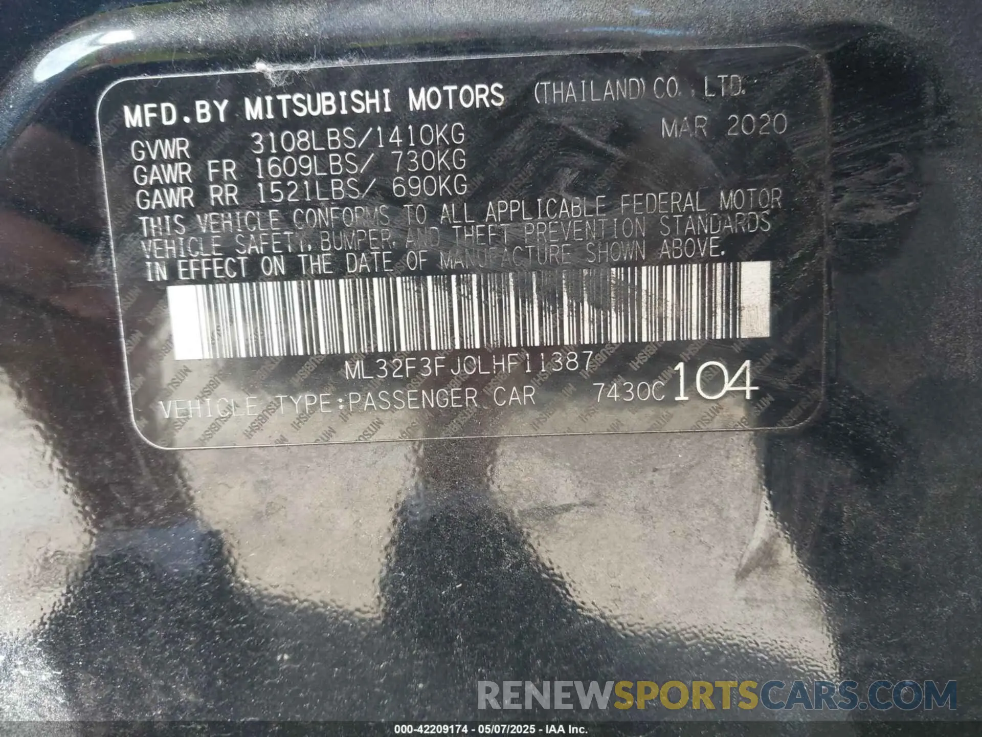 9 Photograph of a damaged car ML32F3FJ0LHF11387 MITSUBISHI MIRAGE G4 2020