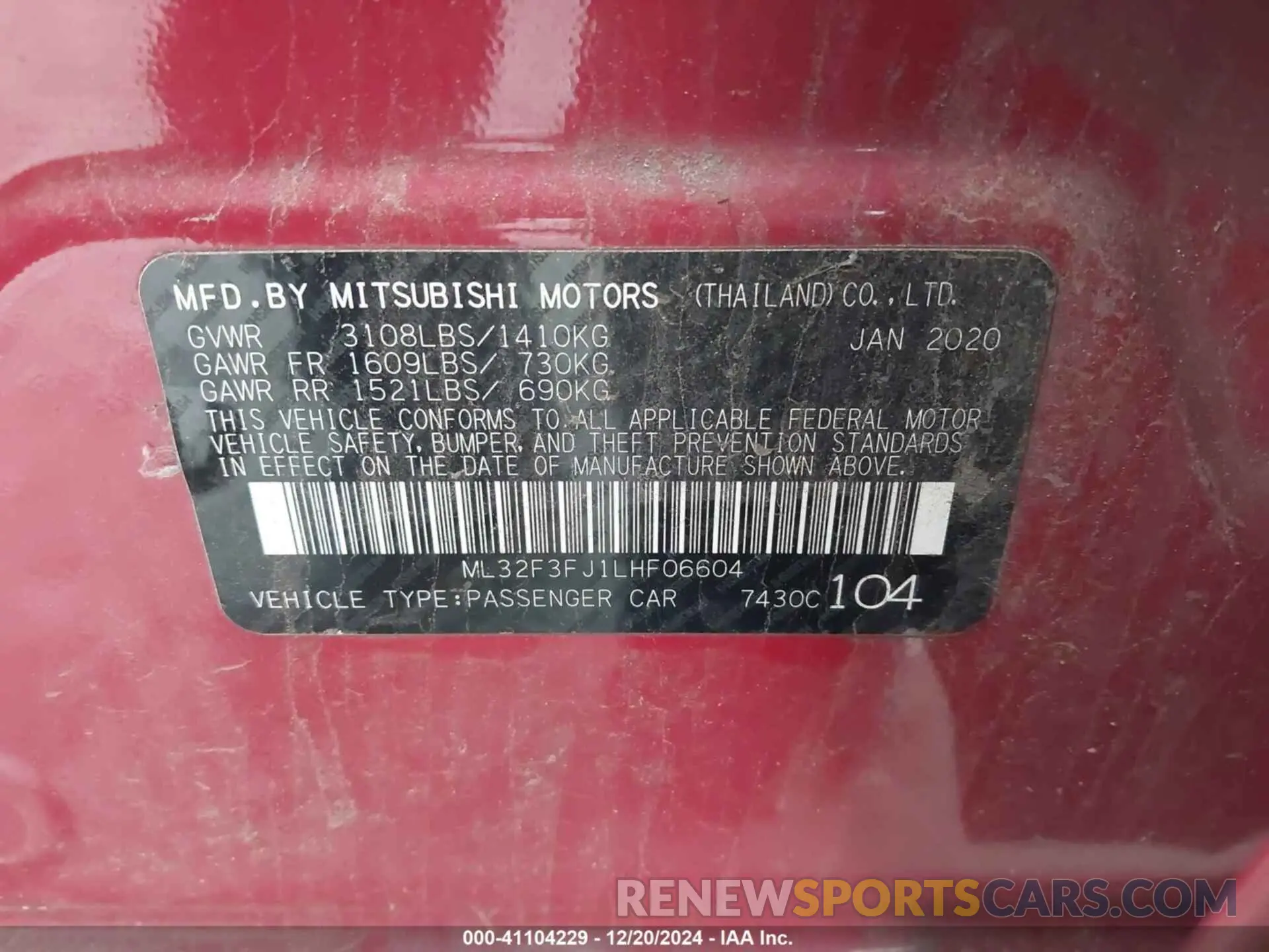9 Photograph of a damaged car ML32F3FJ1LHF06604 MITSUBISHI MIRAGE G4 2020