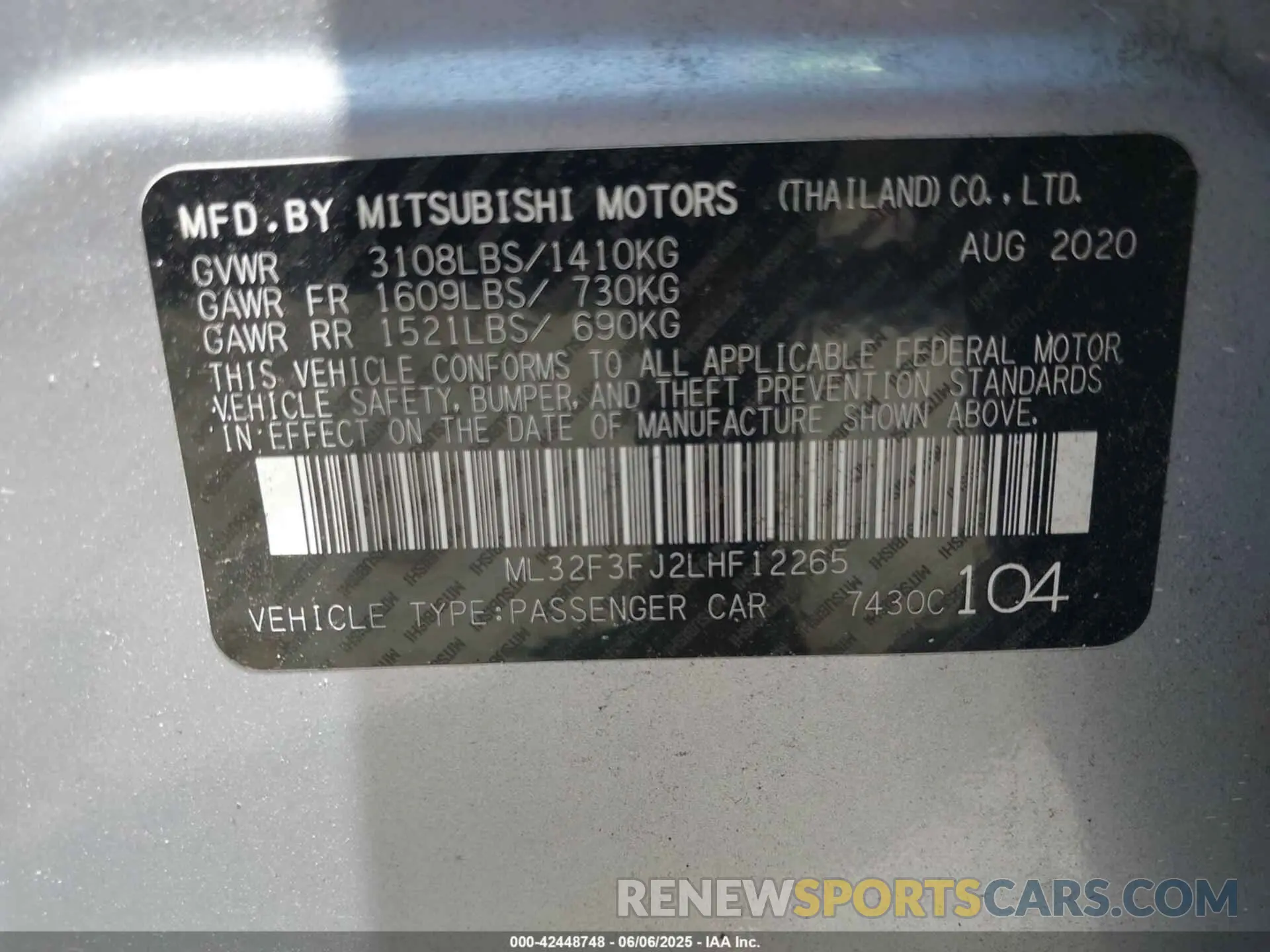 9 Photograph of a damaged car ML32F3FJ2LHF12265 MITSUBISHI MIRAGE G4 2020