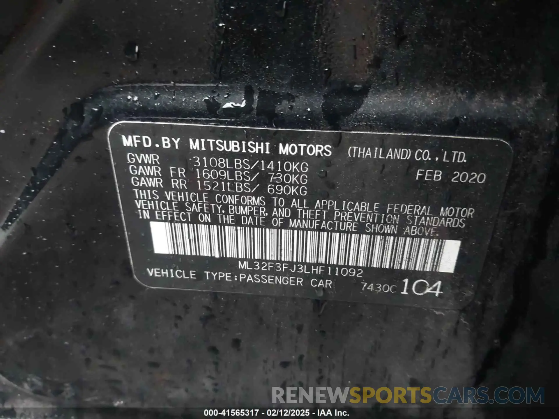 9 Photograph of a damaged car ML32F3FJ3LHF11092 MITSUBISHI MIRAGE G4 2020