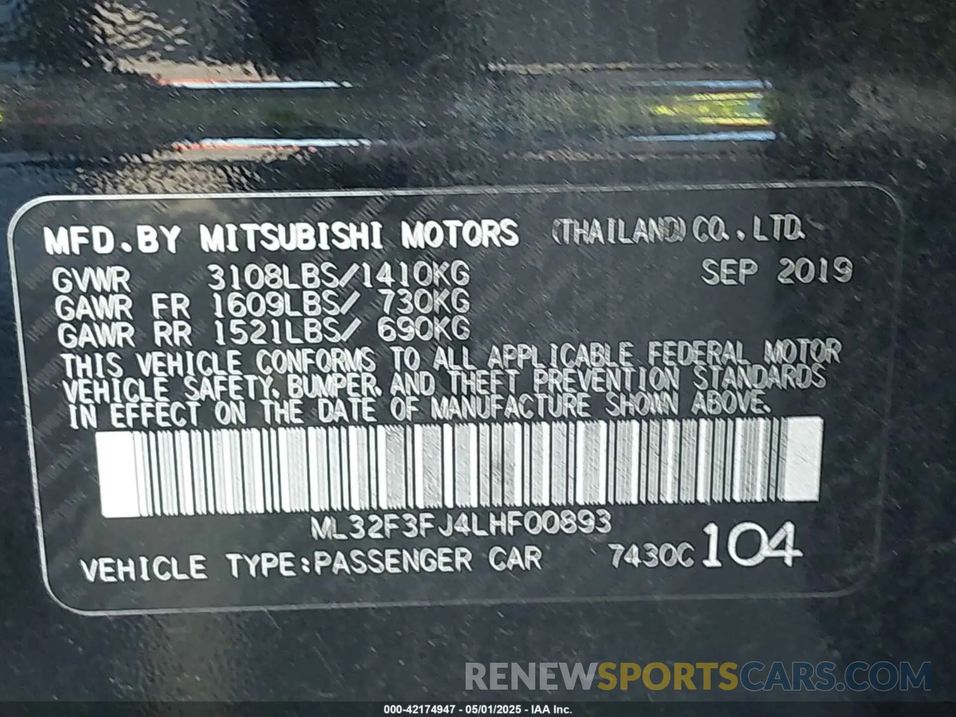 9 Photograph of a damaged car ML32F3FJ4LHF00893 MITSUBISHI MIRAGE G4 2020