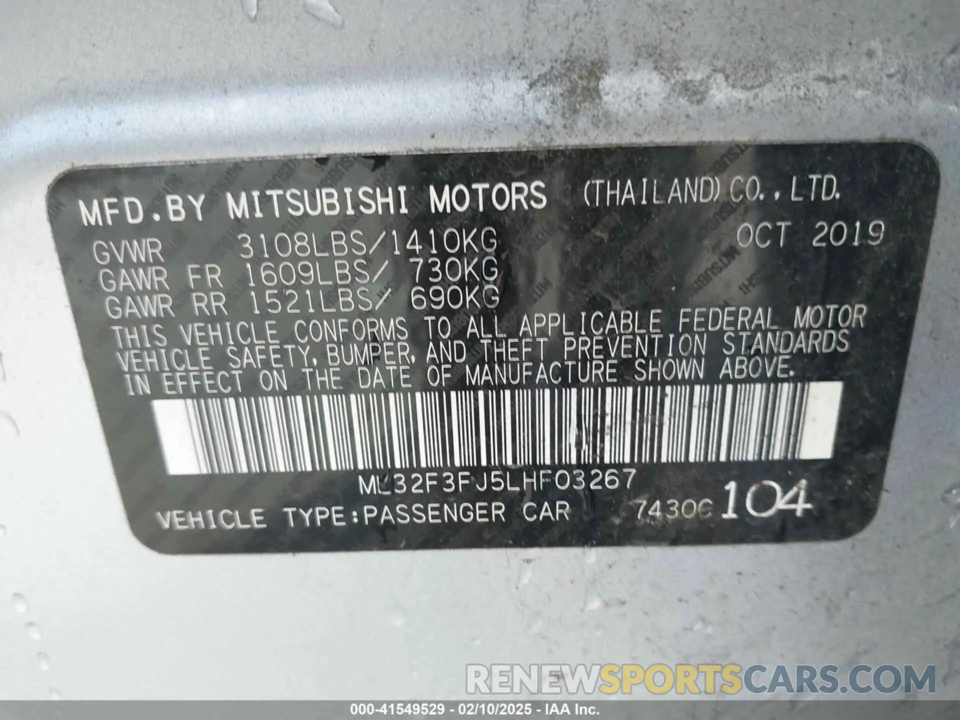 9 Photograph of a damaged car ML32F3FJ5LHF03267 MITSUBISHI MIRAGE G4 2020