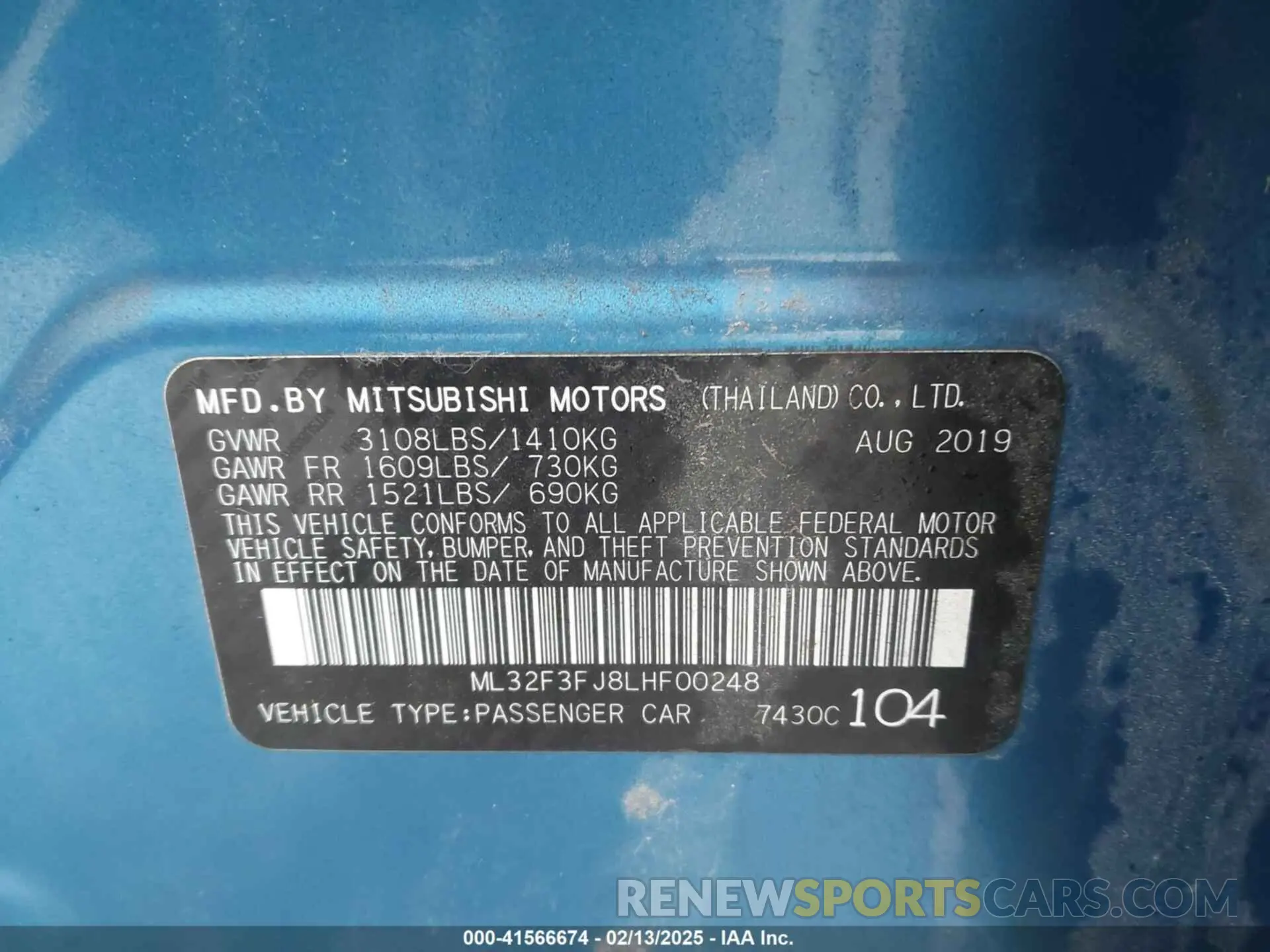 9 Photograph of a damaged car ML32F3FJ8LHF00248 MITSUBISHI MIRAGE G4 2020