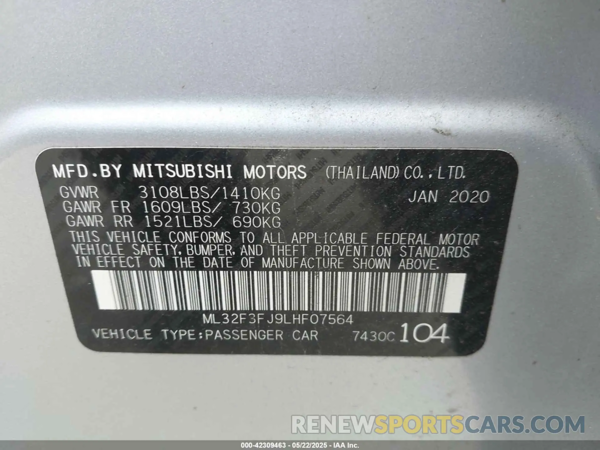 9 Photograph of a damaged car ML32F3FJ9LHF07564 MITSUBISHI MIRAGE G4 2020