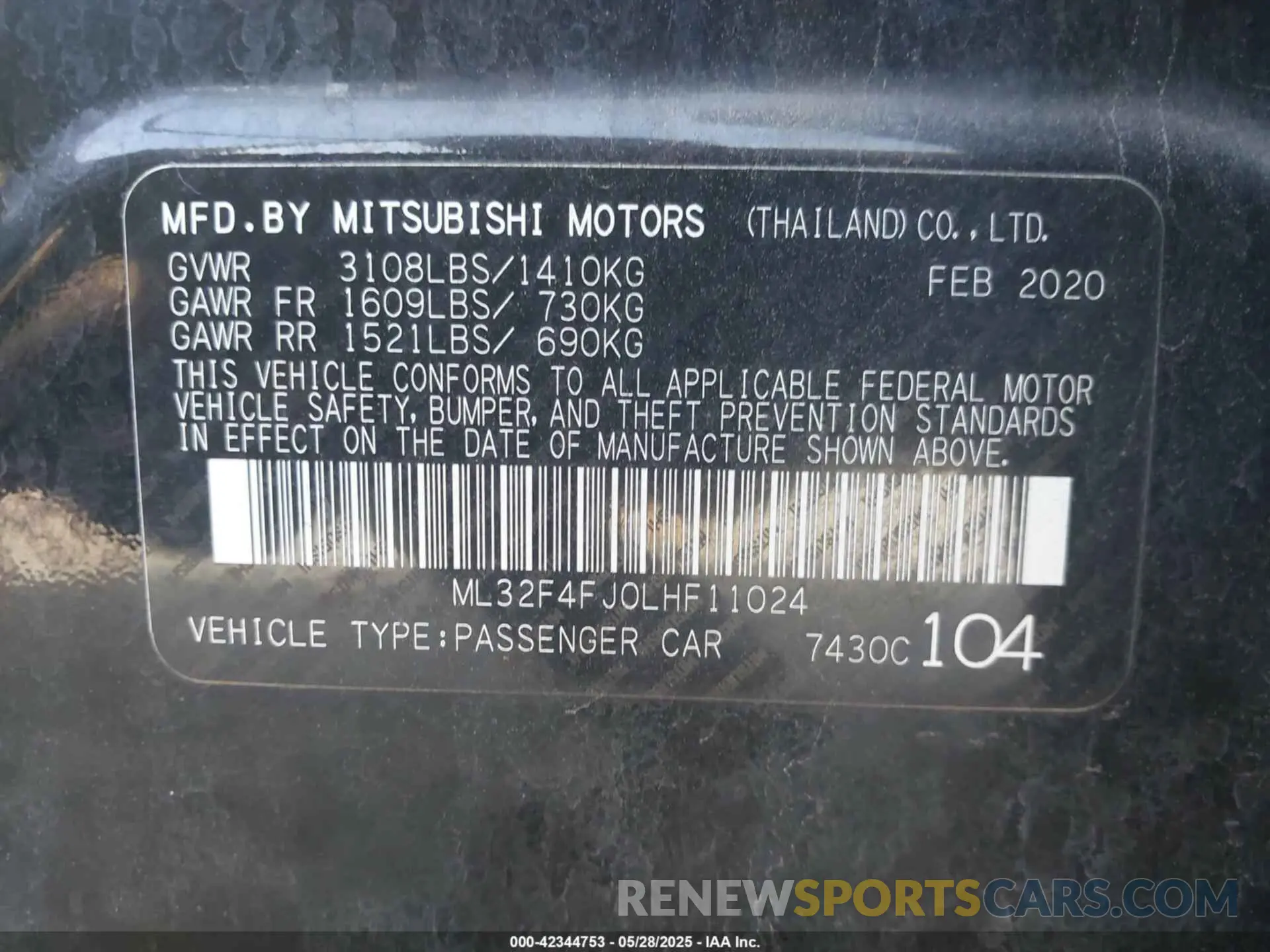 9 Photograph of a damaged car ML32F4FJ0LHF11024 MITSUBISHI MIRAGE G4 2020