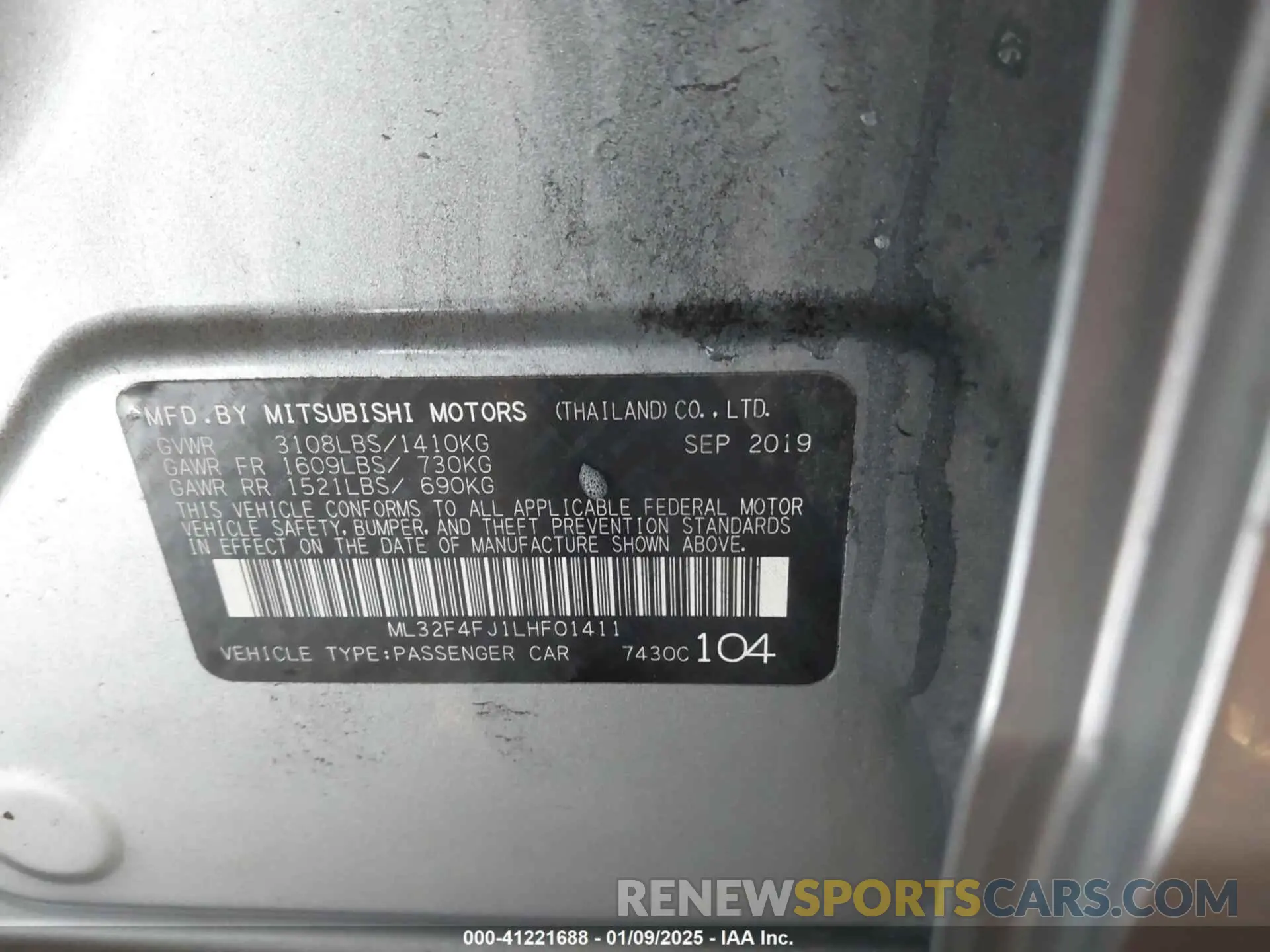 9 Photograph of a damaged car ML32F4FJ1LHF01411 MITSUBISHI MIRAGE G4 2020