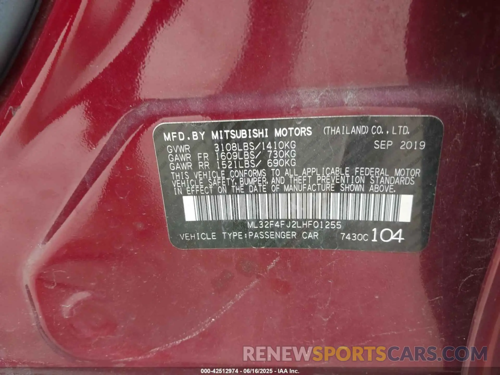 9 Photograph of a damaged car ML32F4FJ2LHF01255 MITSUBISHI MIRAGE G4 2020