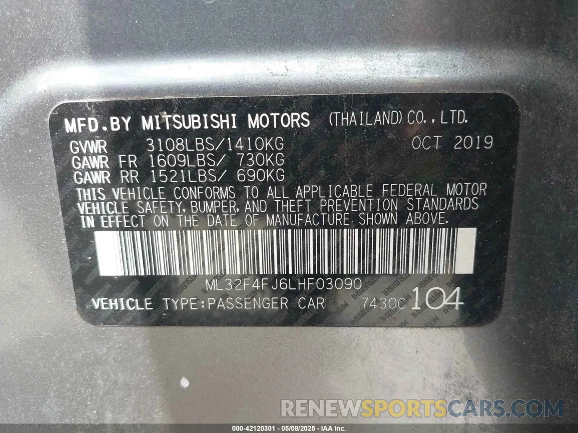 9 Photograph of a damaged car ML32F4FJ6LHF03090 MITSUBISHI MIRAGE G4 2020
