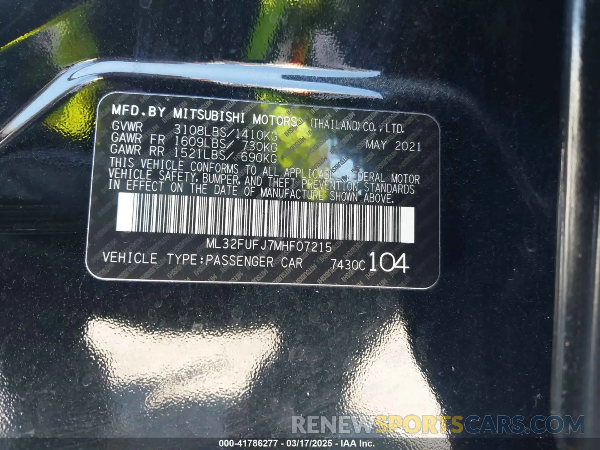 9 Photograph of a damaged car ML32FUFJ7MHF07215 MITSUBISHI MIRAGE G4 2021