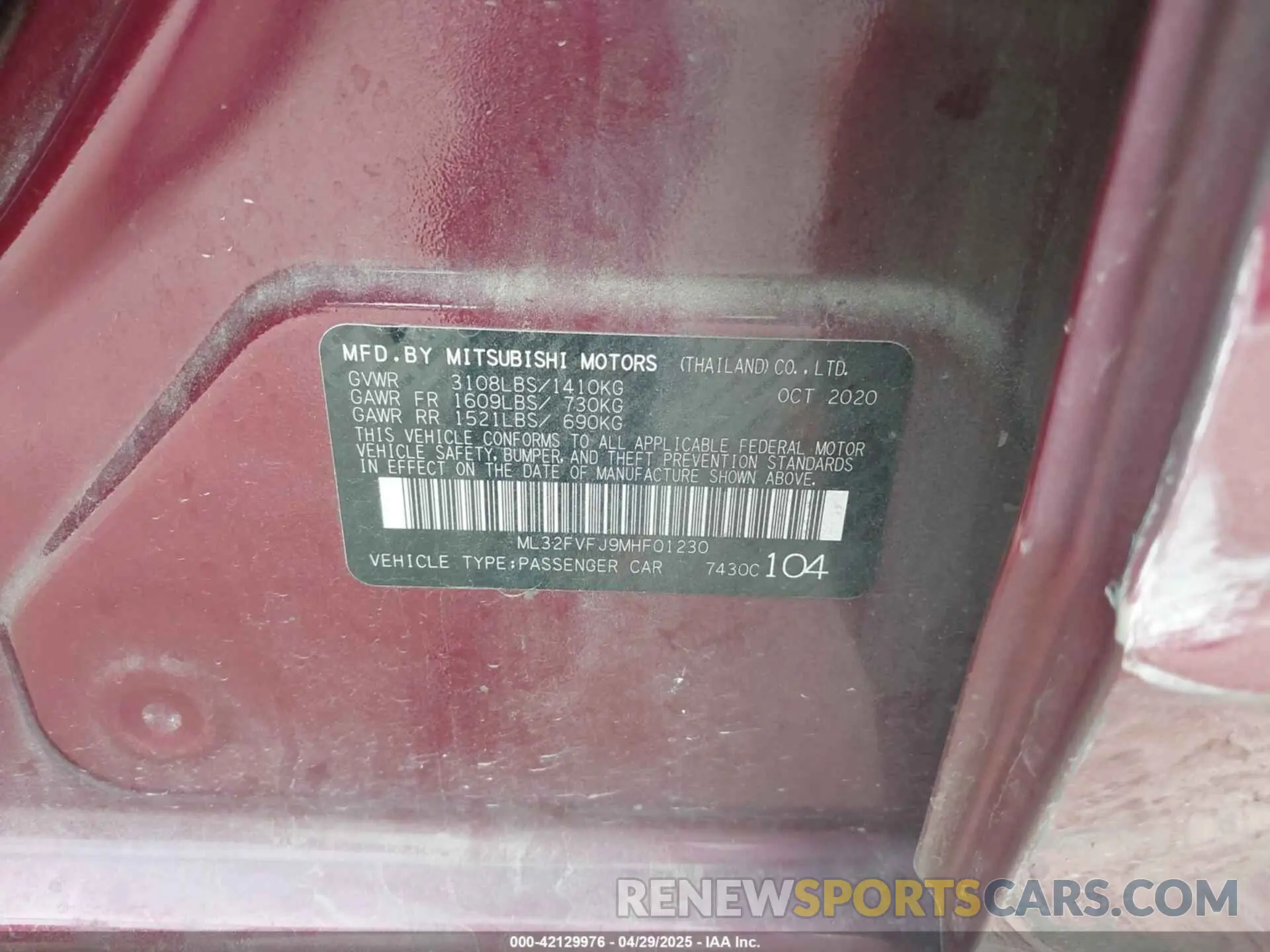 9 Photograph of a damaged car ML32FVFJ9MHF01230 MITSUBISHI MIRAGE G4 2021