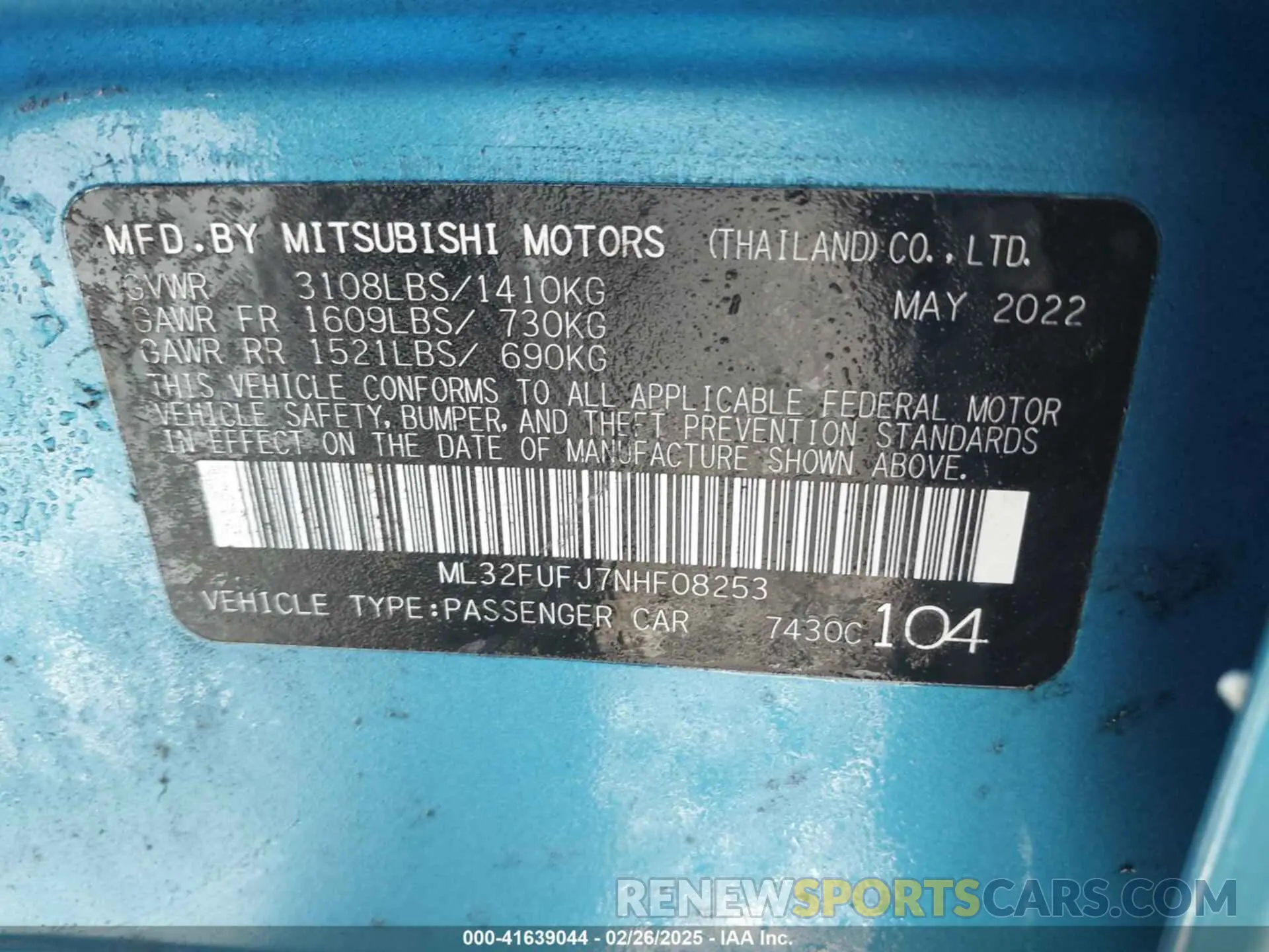 9 Photograph of a damaged car ML32FUFJ7NHF08253 MITSUBISHI MIRAGE G4 2022
