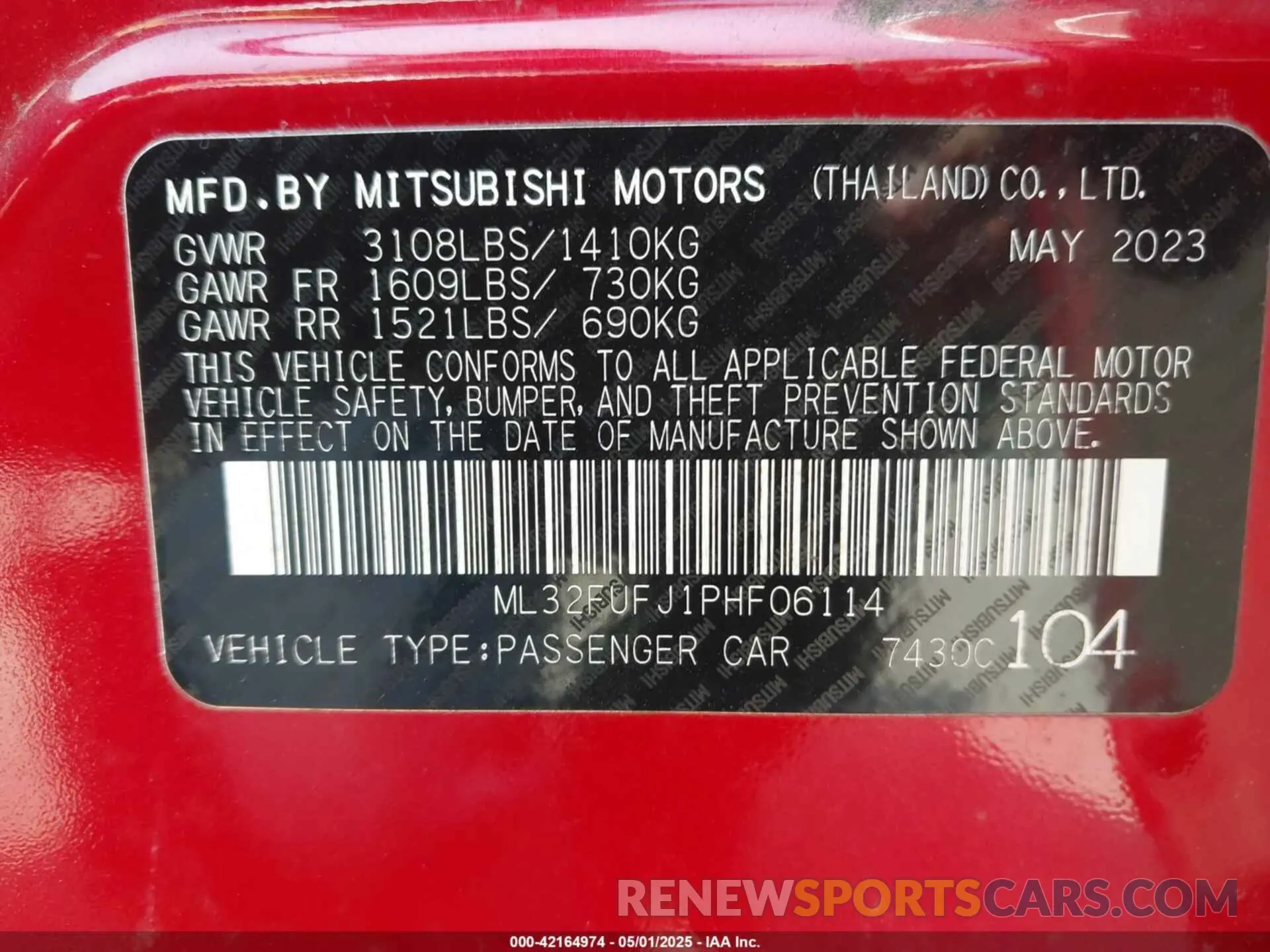 9 Photograph of a damaged car ML32FUFJ1PHF06114 MITSUBISHI MIRAGE G4 2023