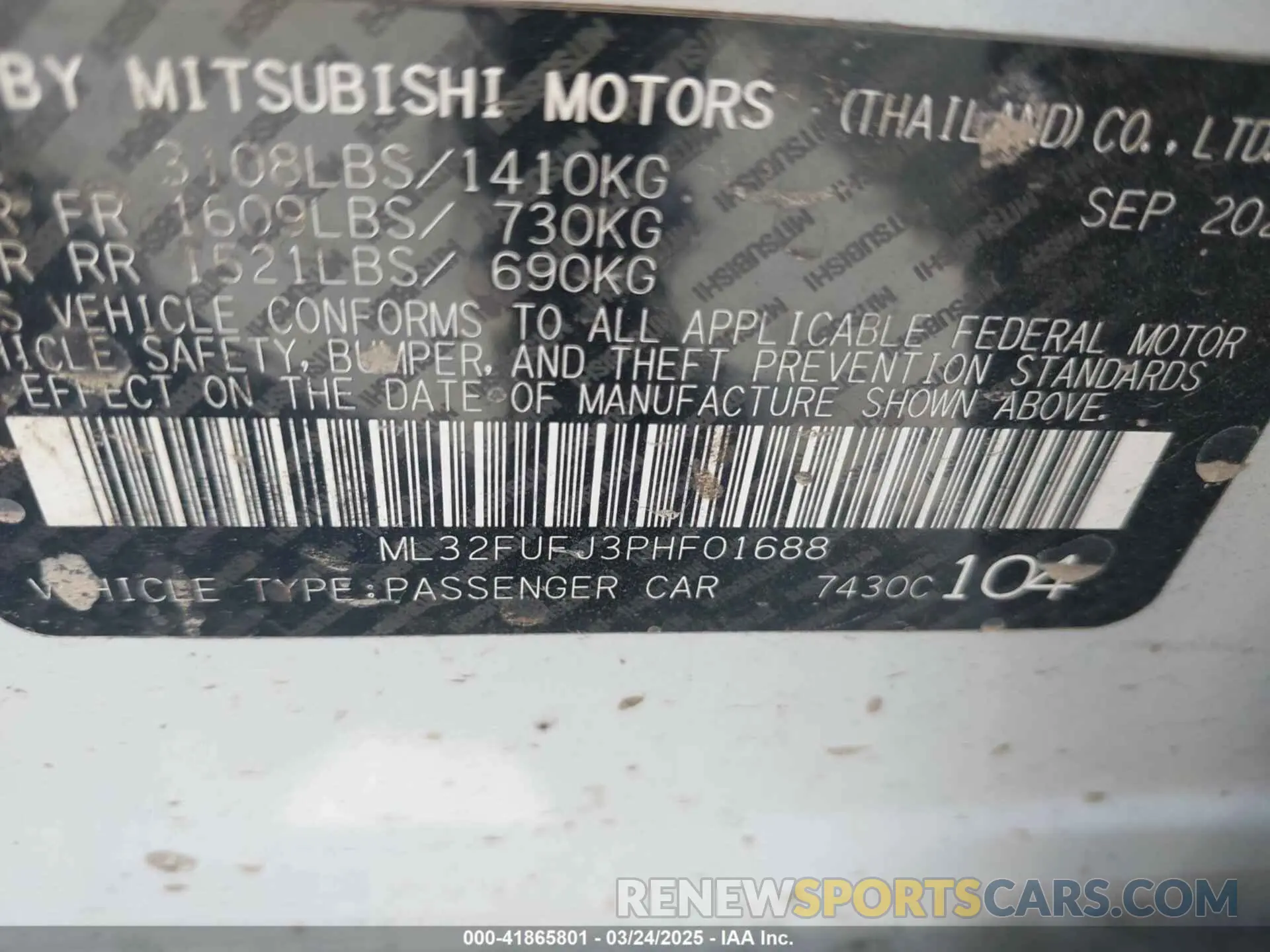9 Photograph of a damaged car ML32FUFJ3PHF01688 MITSUBISHI MIRAGE G4 2023