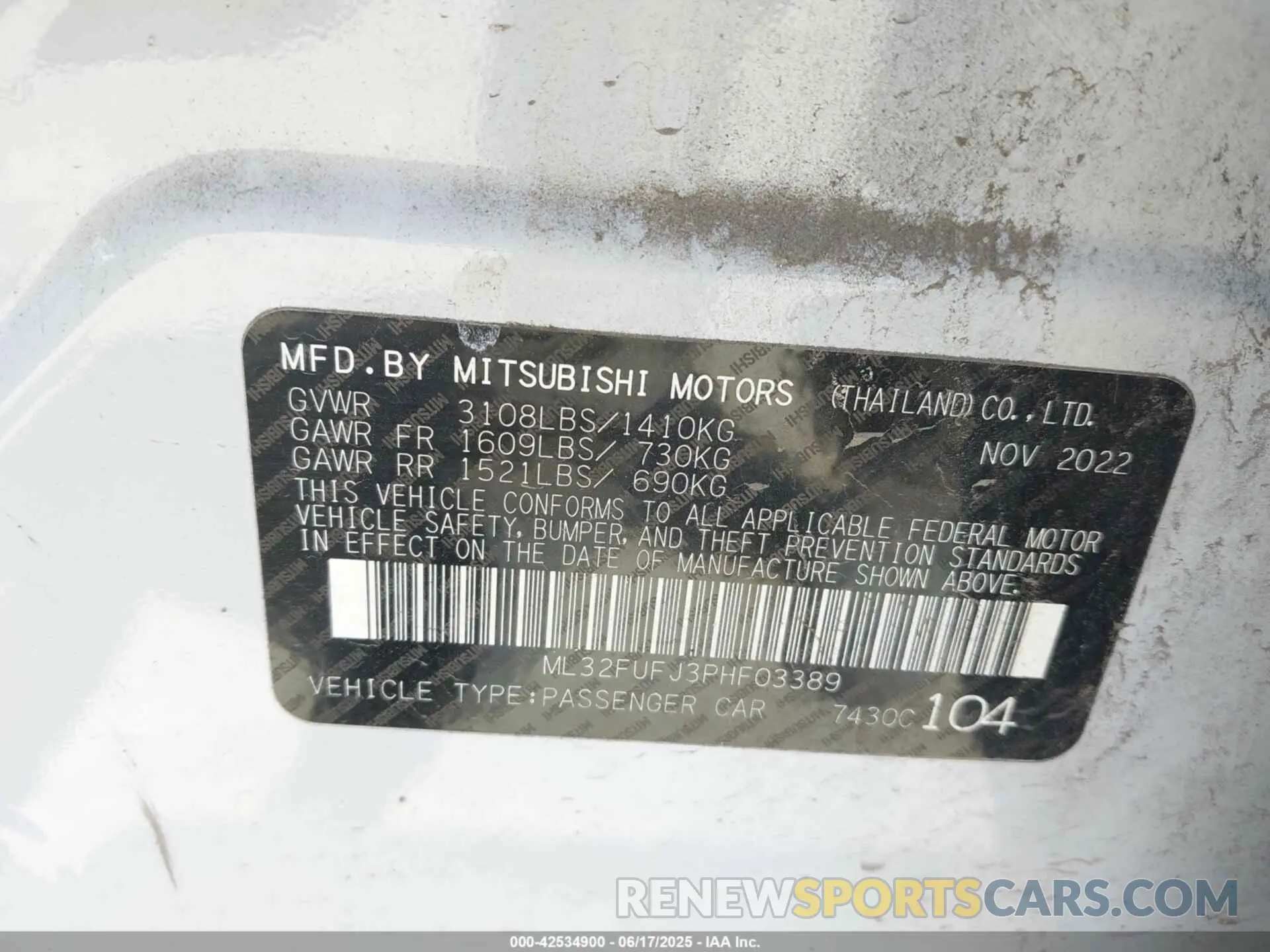 9 Photograph of a damaged car ML32FUFJ3PHF03389 MITSUBISHI MIRAGE G4 2023