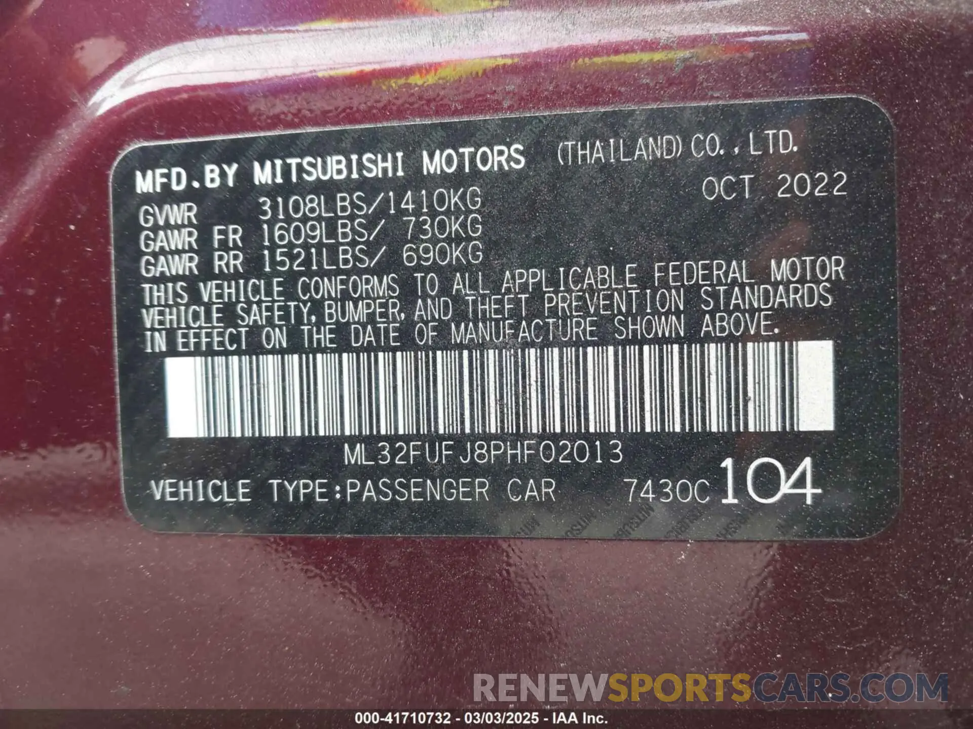 9 Photograph of a damaged car ML32FUFJ8PHF02013 MITSUBISHI MIRAGE G4 2023