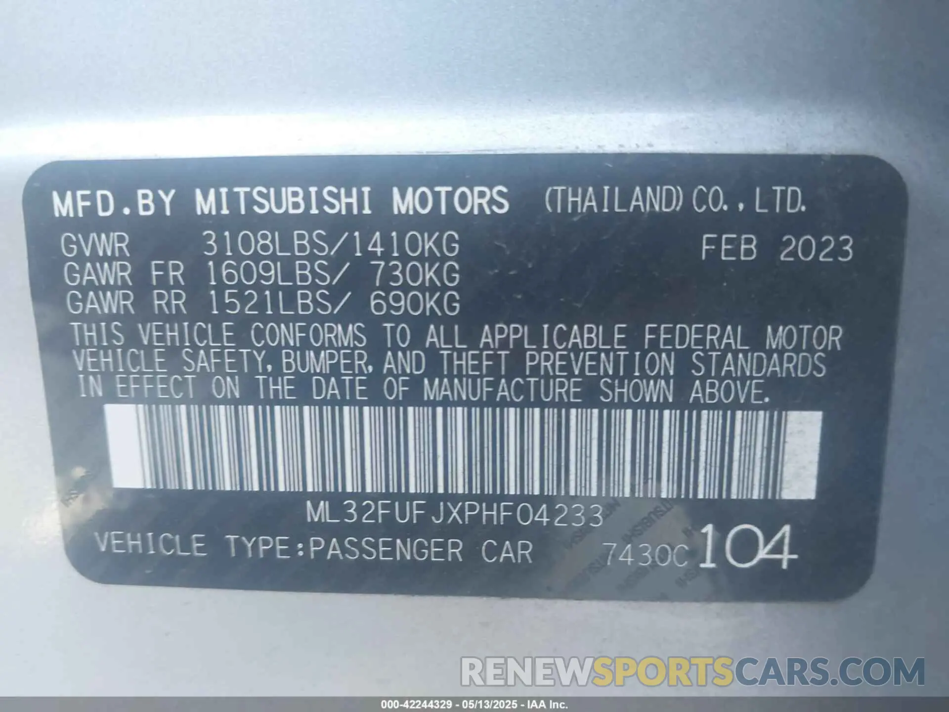 9 Photograph of a damaged car ML32FUFJXPHF04233 MITSUBISHI MIRAGE G4 2023