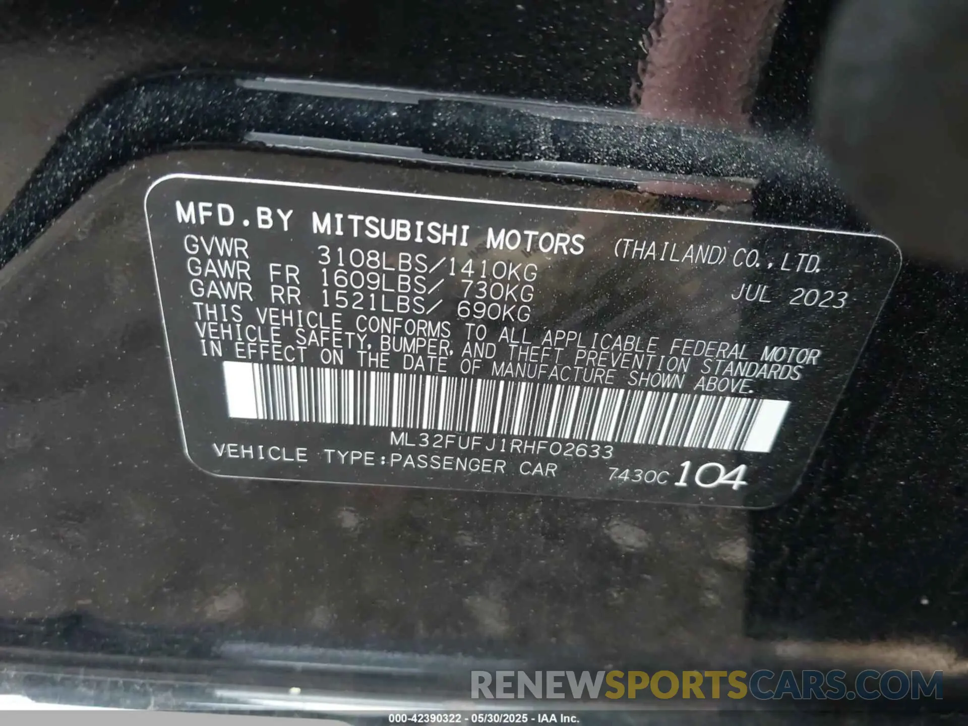 9 Photograph of a damaged car ML32FUFJ1RHF02633 MITSUBISHI MIRAGE G4 2024
