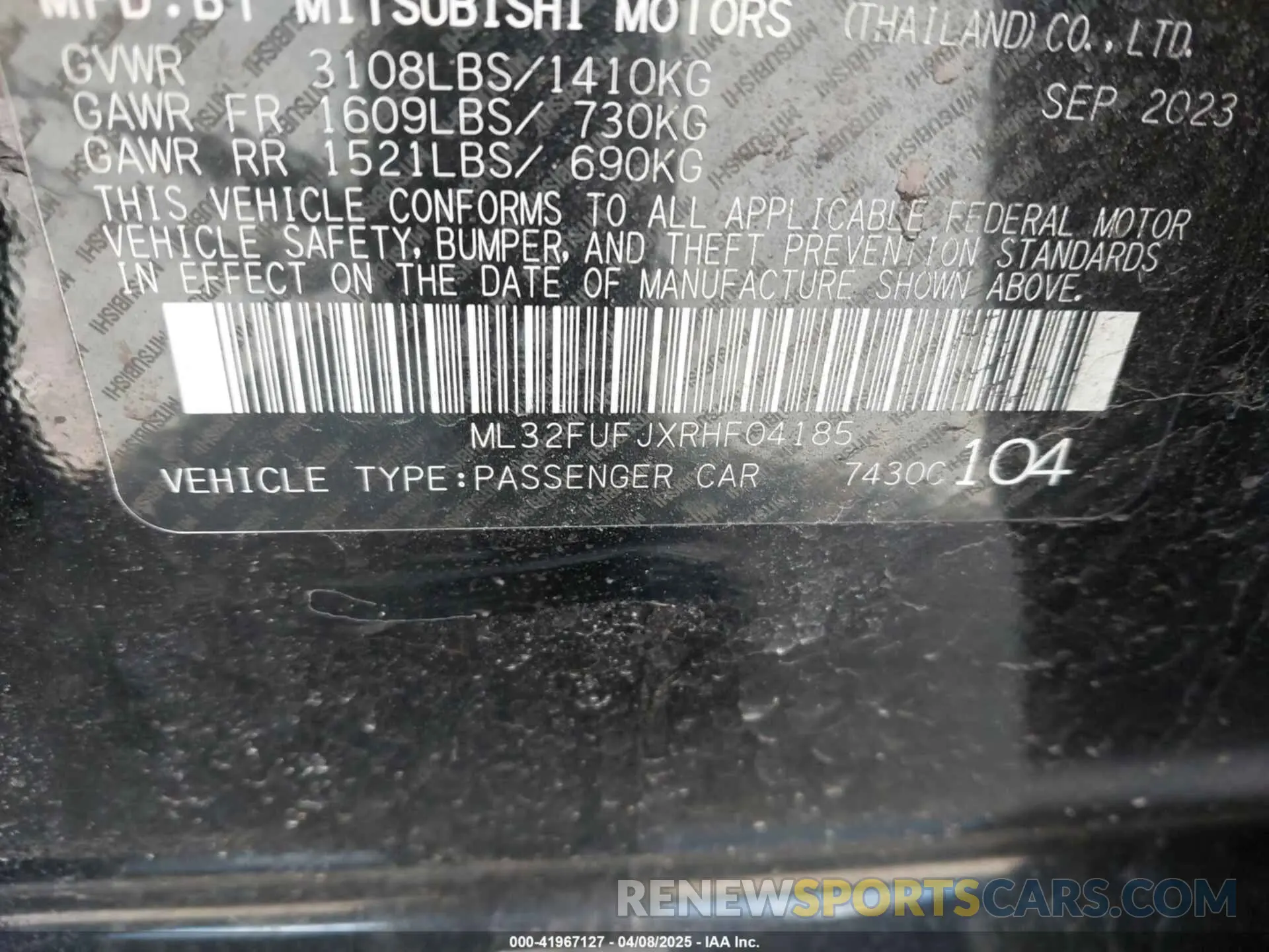 9 Photograph of a damaged car ML32FUFJXRHF04185 MITSUBISHI MIRAGE G4 2024