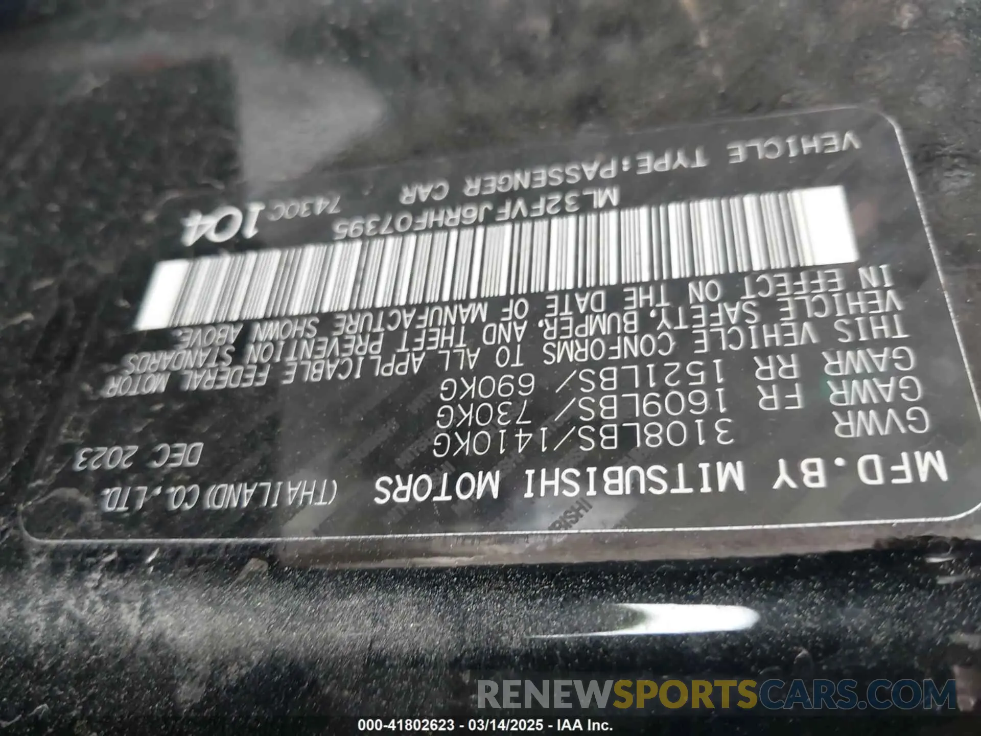 9 Photograph of a damaged car ML32FVFJ6RHF07395 MITSUBISHI MIRAGE G4 2024