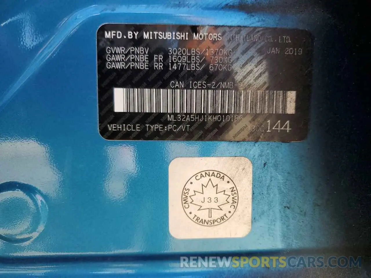 13 Photograph of a damaged car ML32A5HJ1KH010186 MITSUBISHI MIRAGE LE 2019