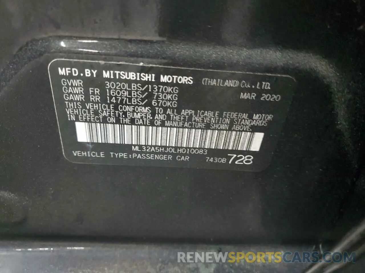 12 Photograph of a damaged car ML32A5HJ0LH010083 MITSUBISHI MIRAGE LE 2020