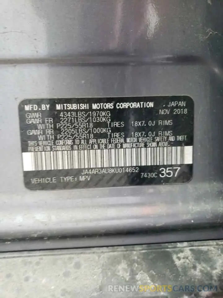 13 Photograph of a damaged car JA4AR3AU8KU014652 MITSUBISHI OUTLANDER 2019
