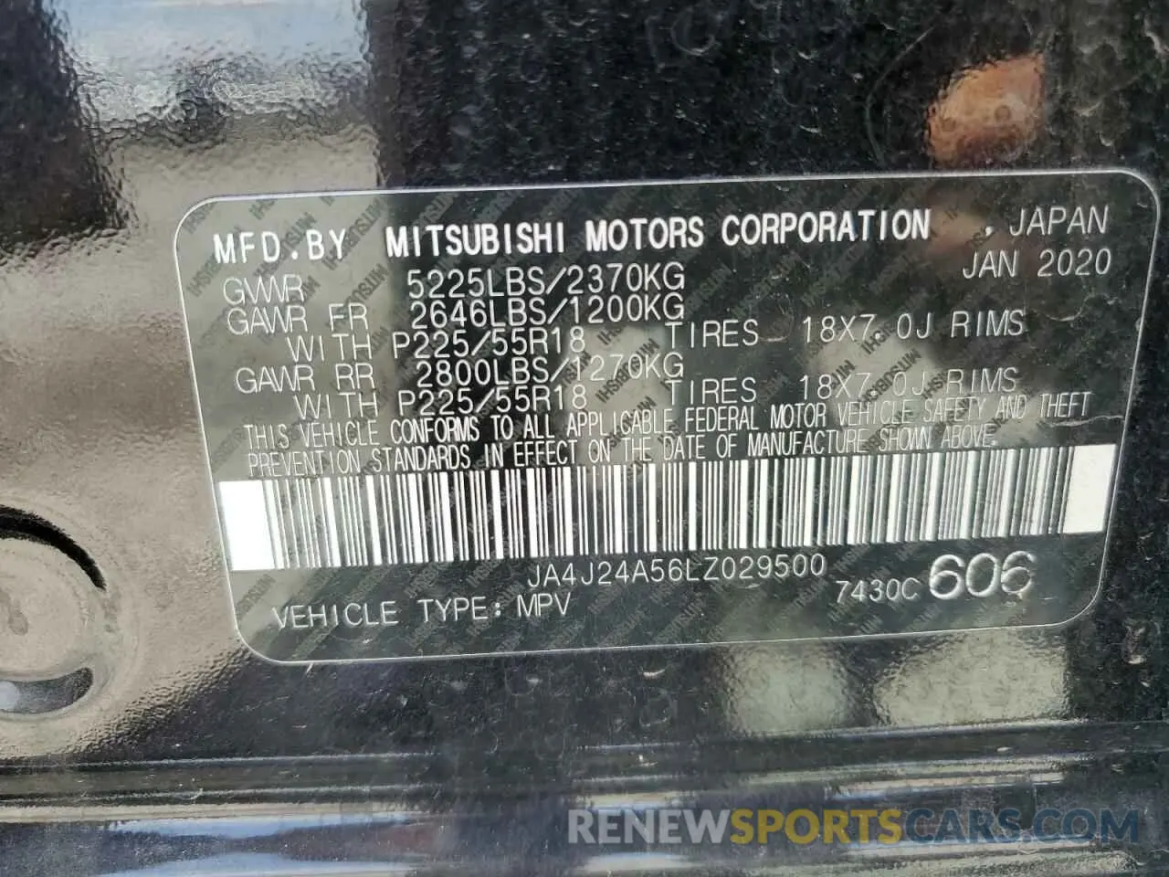 12 Photograph of a damaged car JA4J24A56LZ029500 MITSUBISHI OUTLANDER 2020