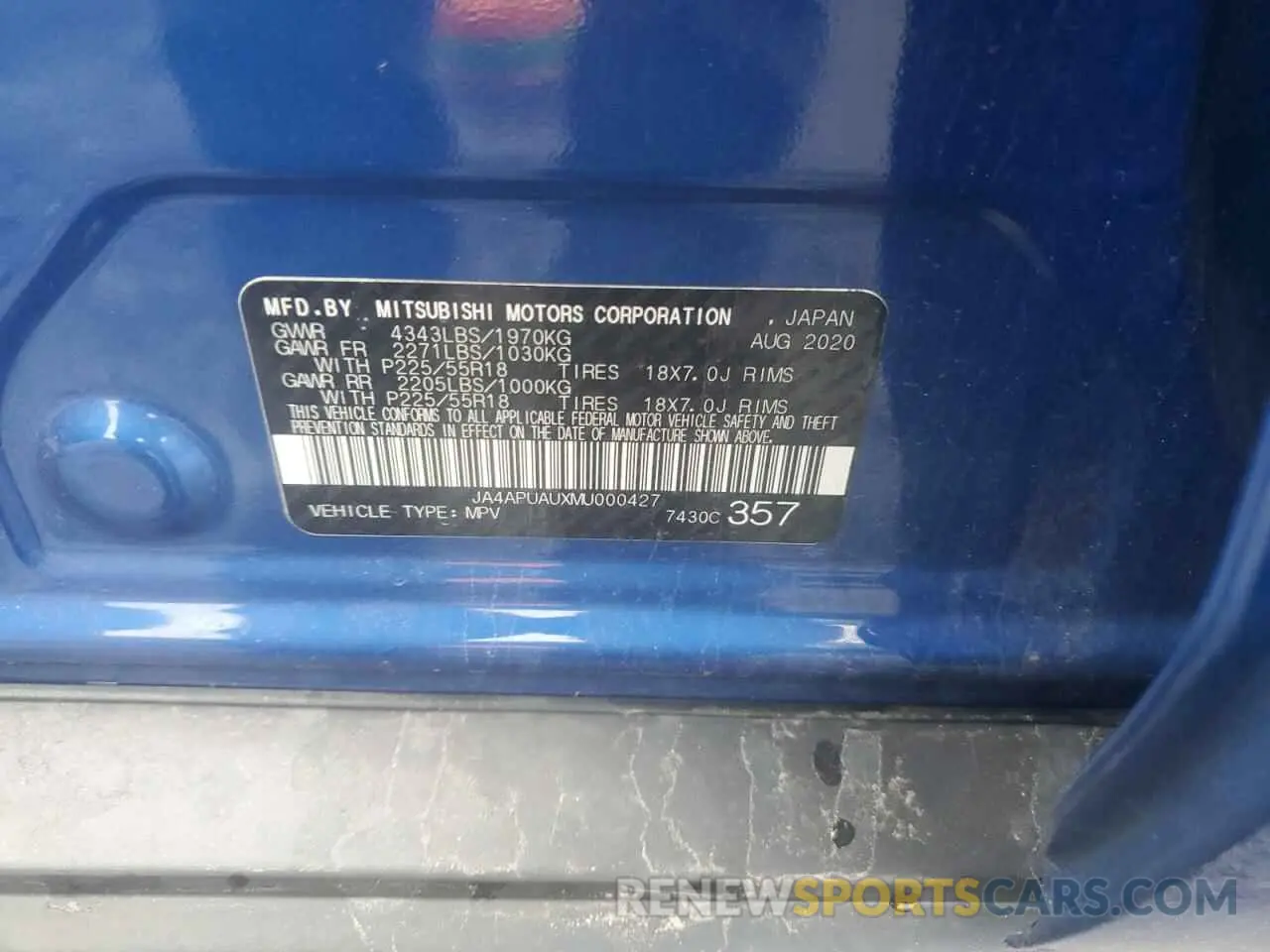 15 Photograph of a damaged car JA4APUAUXMU000427 MITSUBISHI OUTLANDER 2021