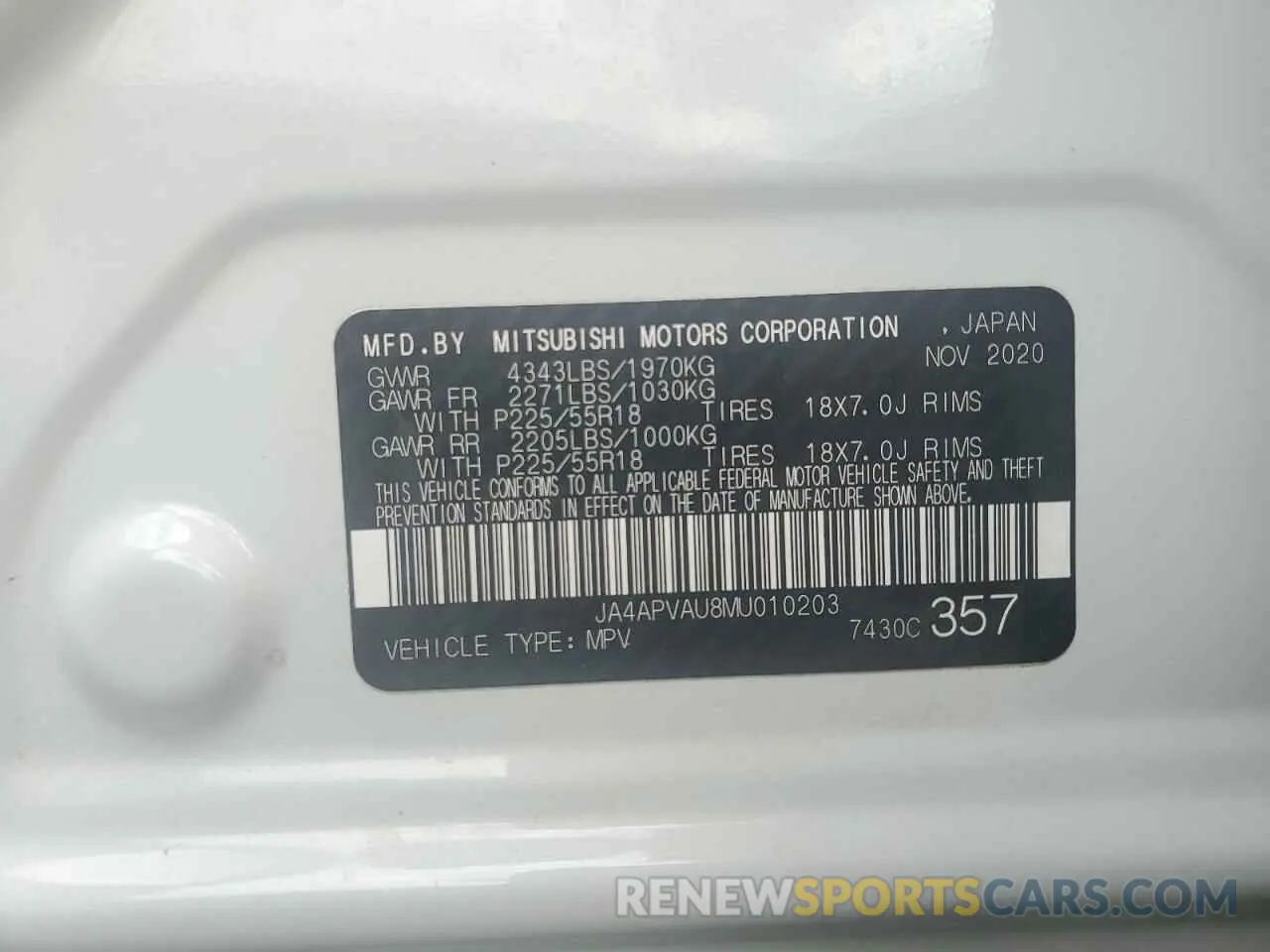 13 Photograph of a damaged car JA4APVAU8MU010203 MITSUBISHI OUTLANDER 2021