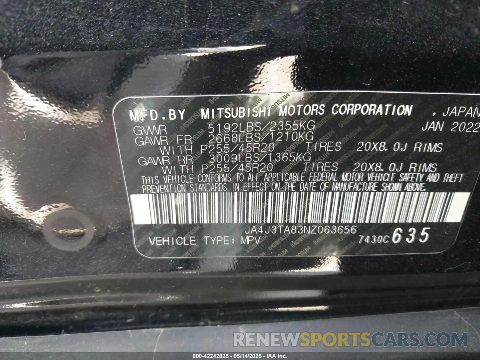 9 Photograph of a damaged car JA4J3TA83NZ063656 MITSUBISHI OUTLANDER 2022
