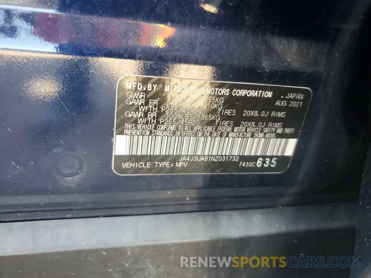 13 Photograph of a damaged car JA4J3UA81NZ031732 MITSUBISHI OUTLANDER 2022