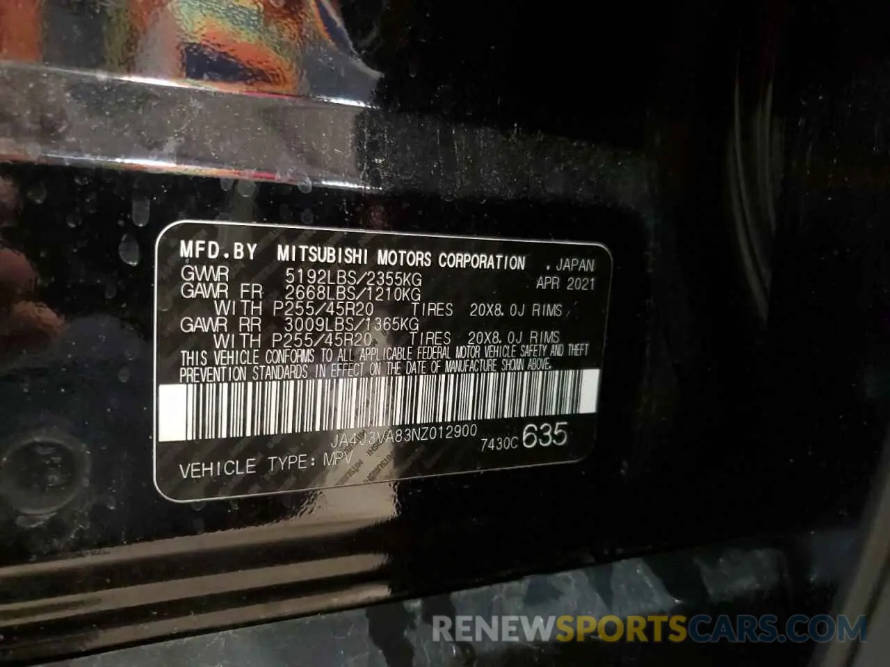 14 Photograph of a damaged car JA4J3VA83NZ012900 MITSUBISHI OUTLANDER 2022