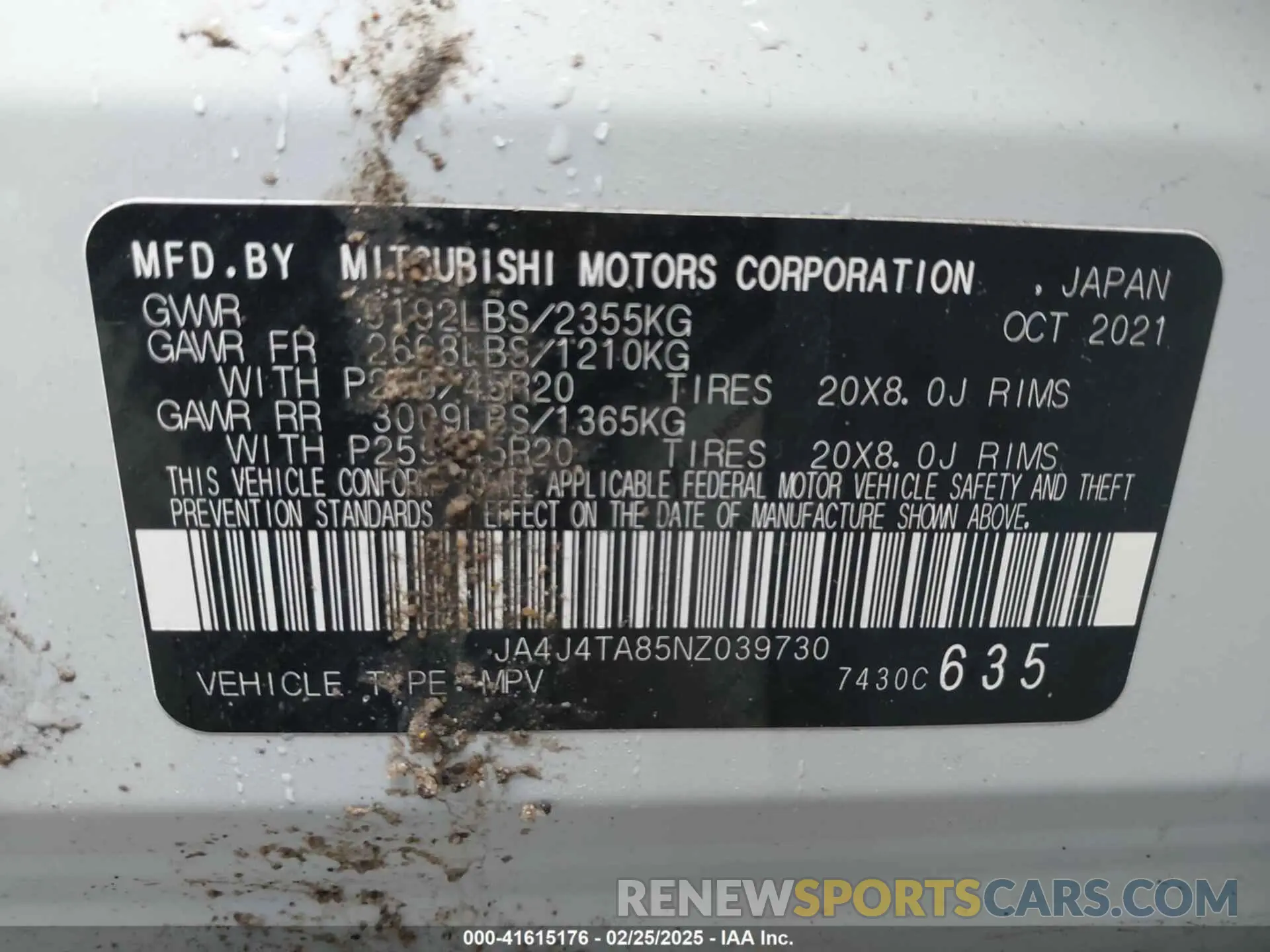 9 Photograph of a damaged car JA4J4TA85NZ039730 MITSUBISHI OUTLANDER 2022