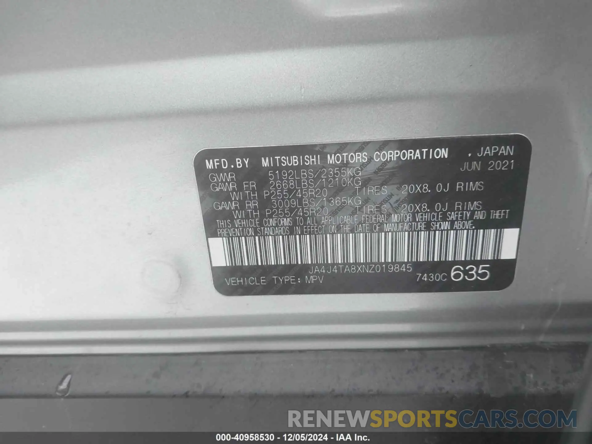 9 Photograph of a damaged car JA4J4TA8XNZ019845 MITSUBISHI OUTLANDER 2022
