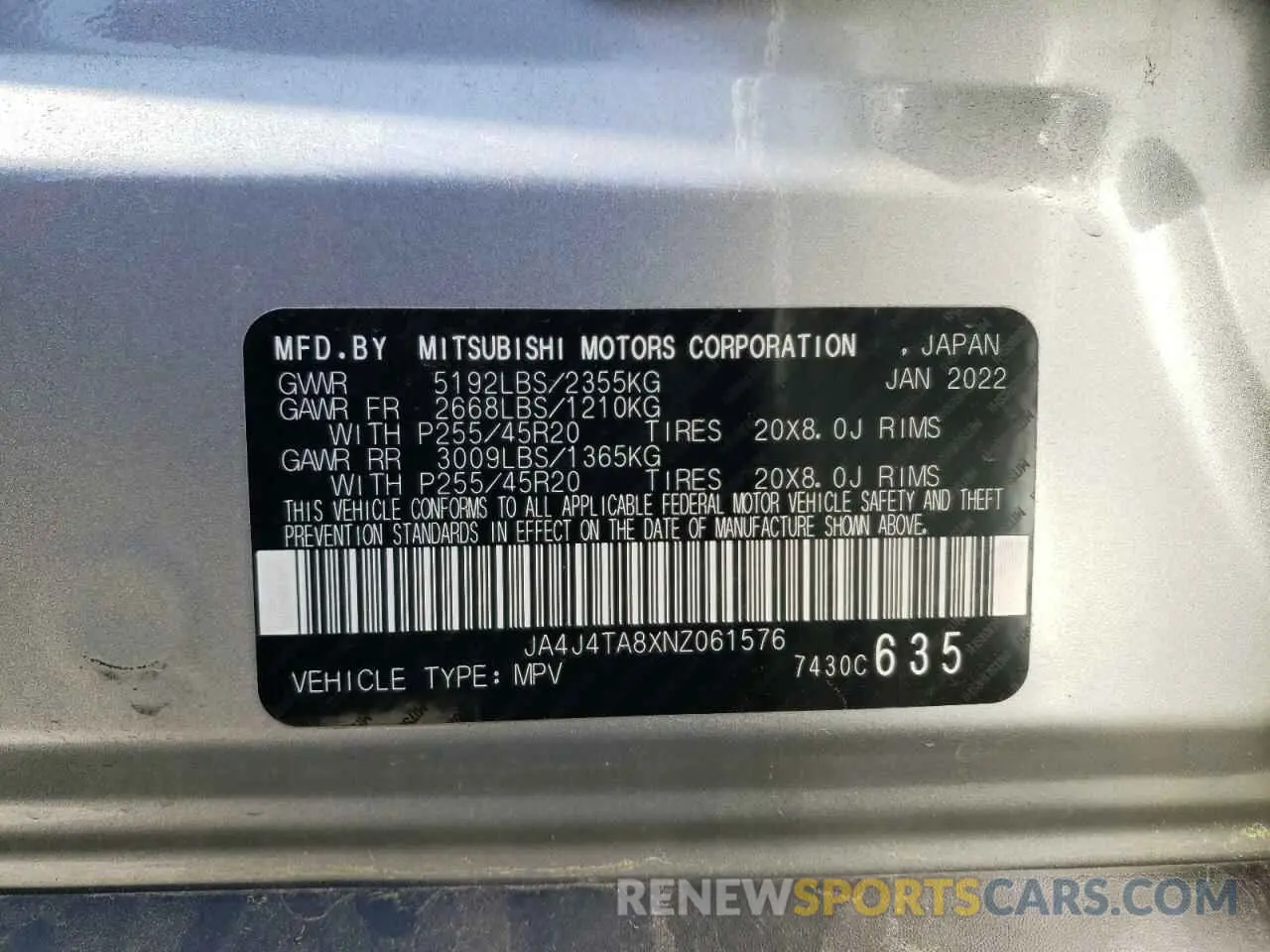 13 Photograph of a damaged car JA4J4TA8XNZ061576 MITSUBISHI OUTLANDER 2022