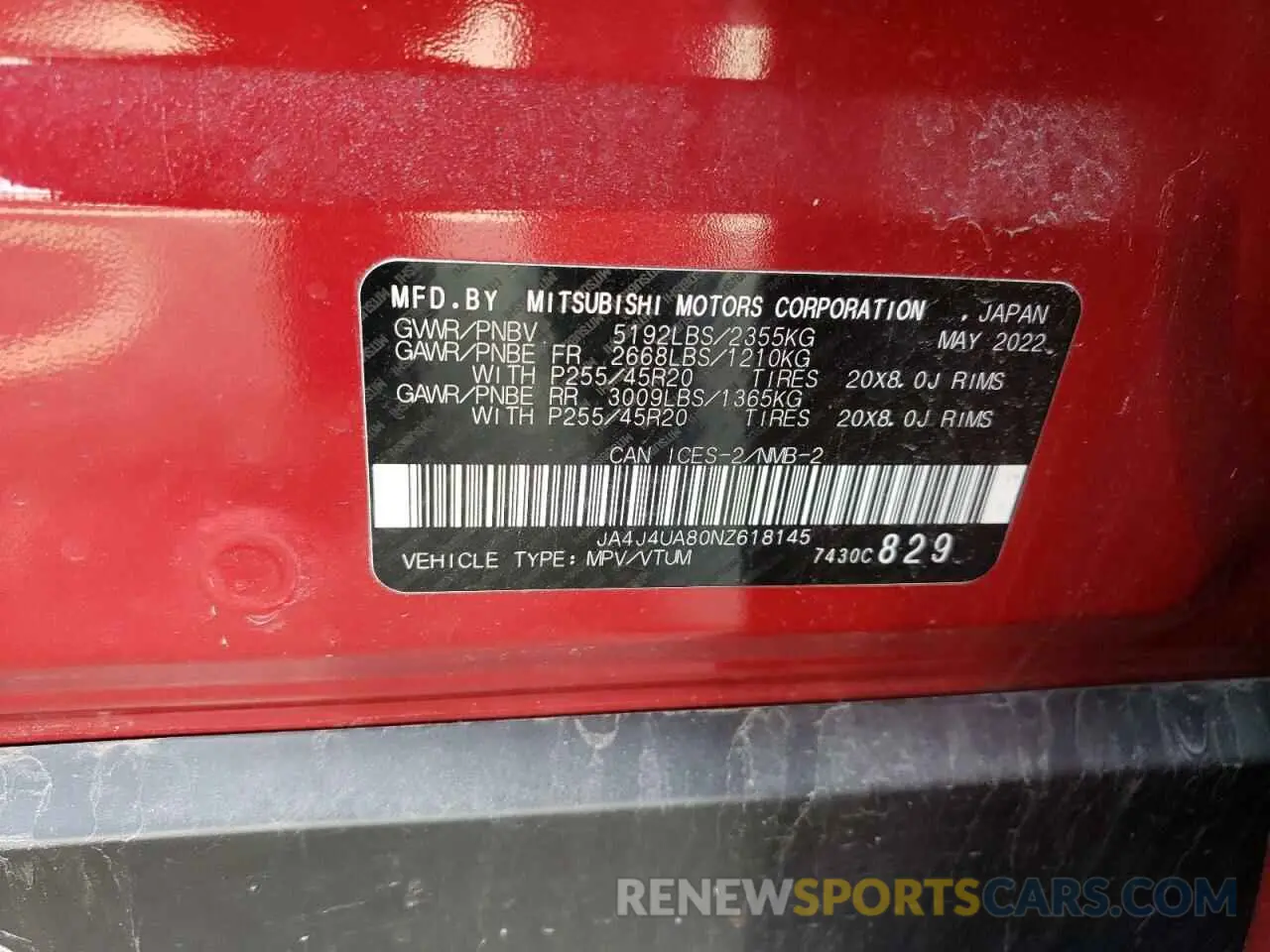 14 Photograph of a damaged car JA4J4UA80NZ618145 MITSUBISHI OUTLANDER 2022