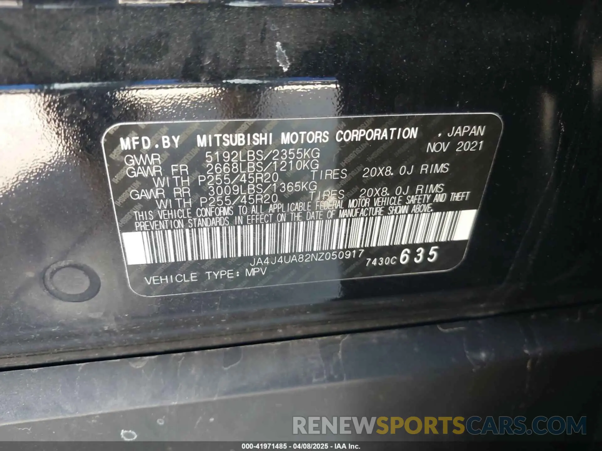 9 Photograph of a damaged car JA4J4UA82NZ050917 MITSUBISHI OUTLANDER 2022