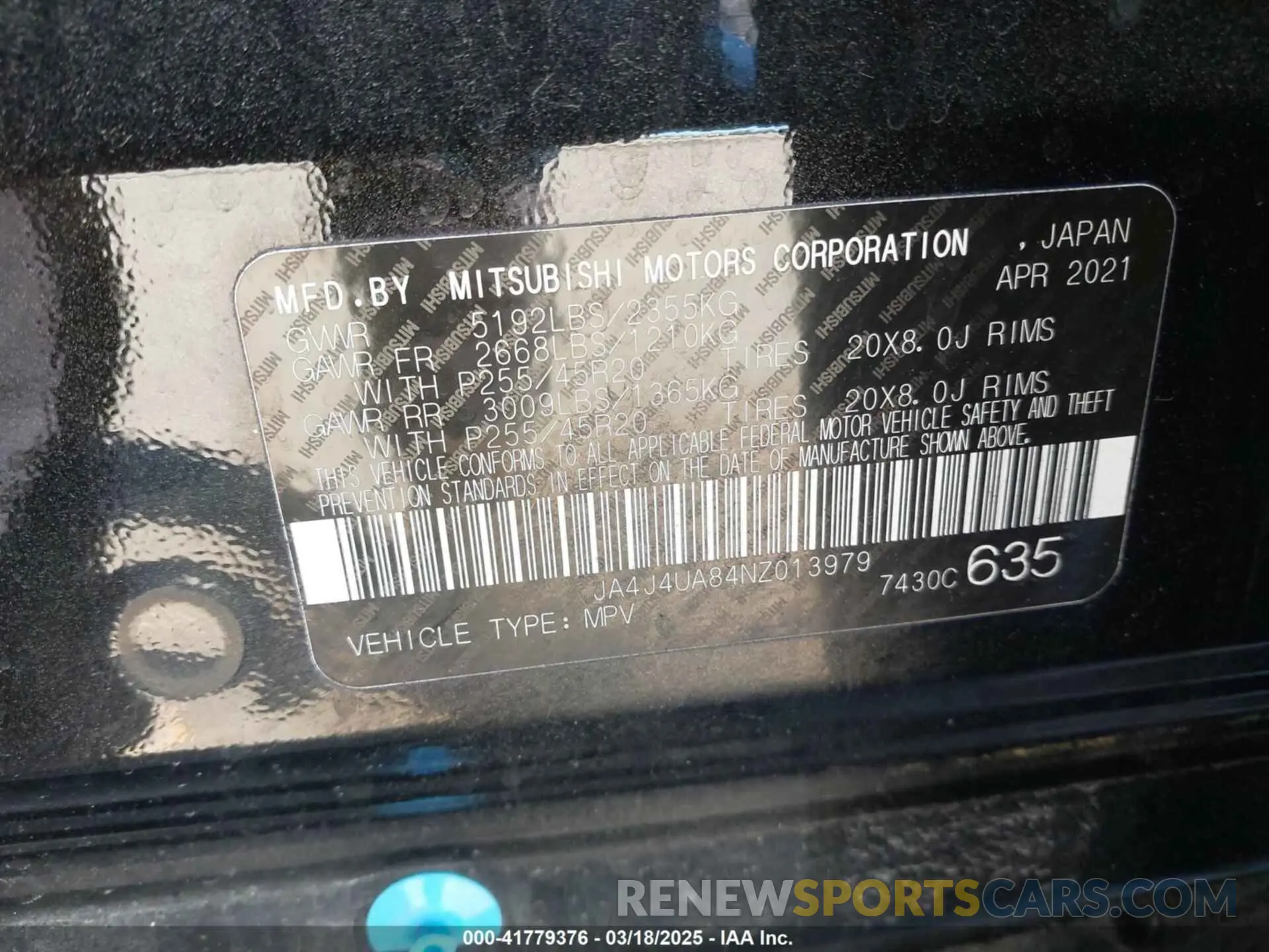 9 Photograph of a damaged car JA4J4UA84NZ013979 MITSUBISHI OUTLANDER 2022