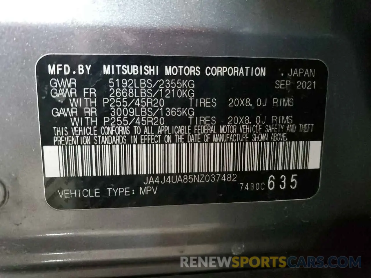 16 Photograph of a damaged car JA4J4UA85NZ037482 MITSUBISHI OUTLANDER 2022