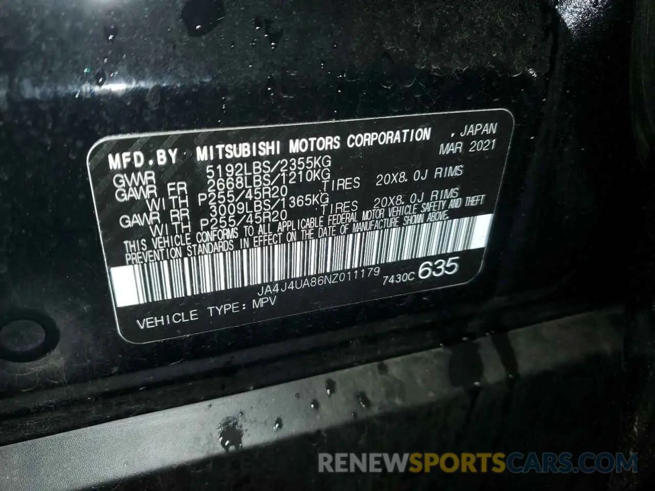 14 Photograph of a damaged car JA4J4UA86NZ011179 MITSUBISHI OUTLANDER 2022