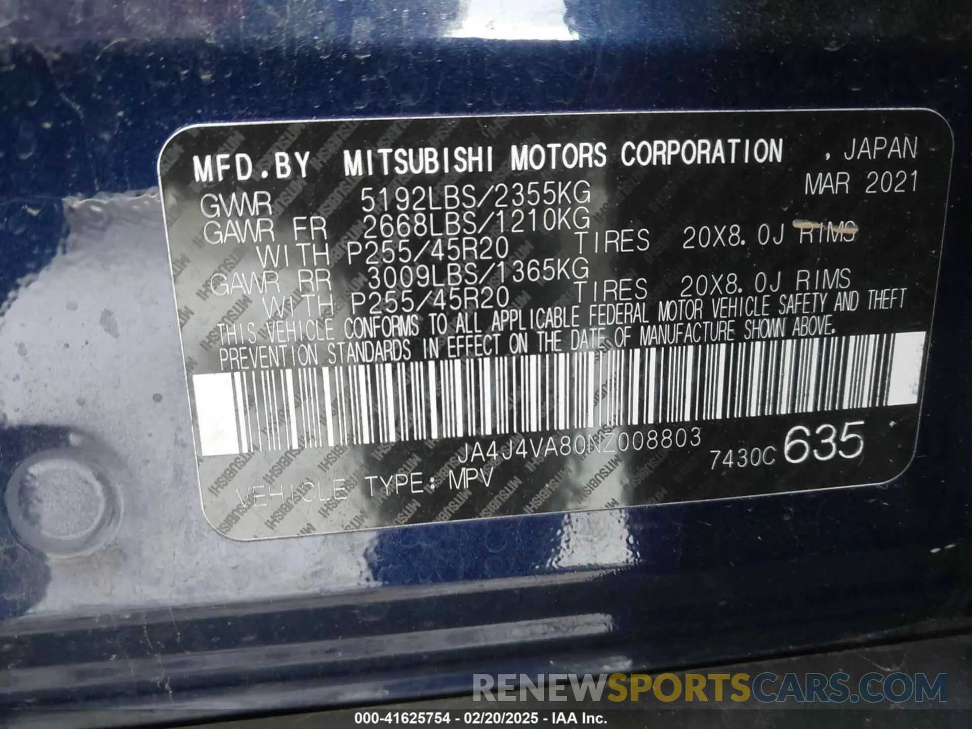 9 Photograph of a damaged car JA4J4VA80NZ008803 MITSUBISHI OUTLANDER 2022