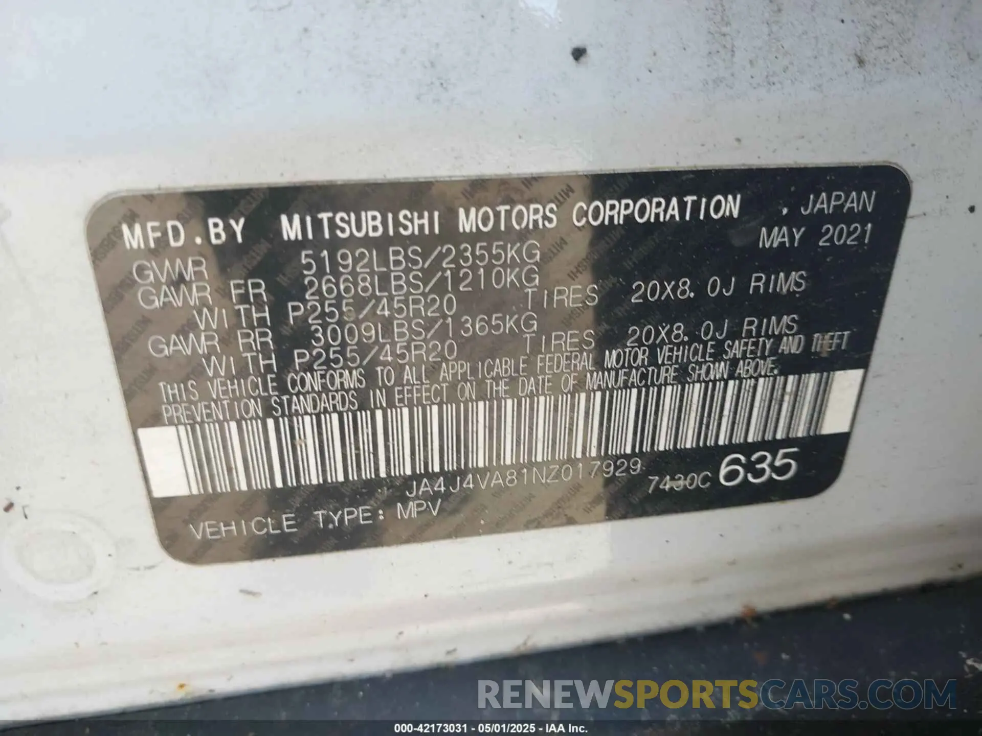 9 Photograph of a damaged car JA4J4VA81NZ017929 MITSUBISHI OUTLANDER 2022