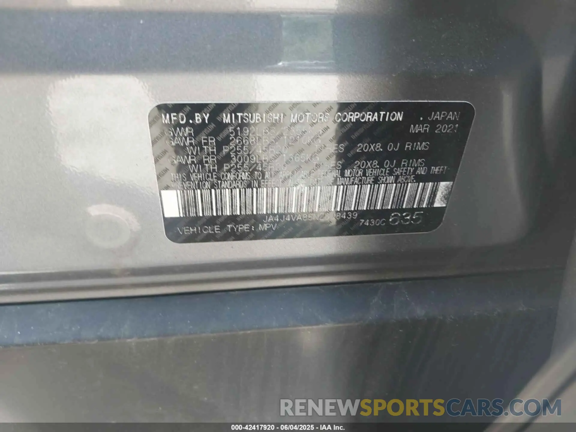 9 Photograph of a damaged car JA4J4VA85NZ008439 MITSUBISHI OUTLANDER 2022