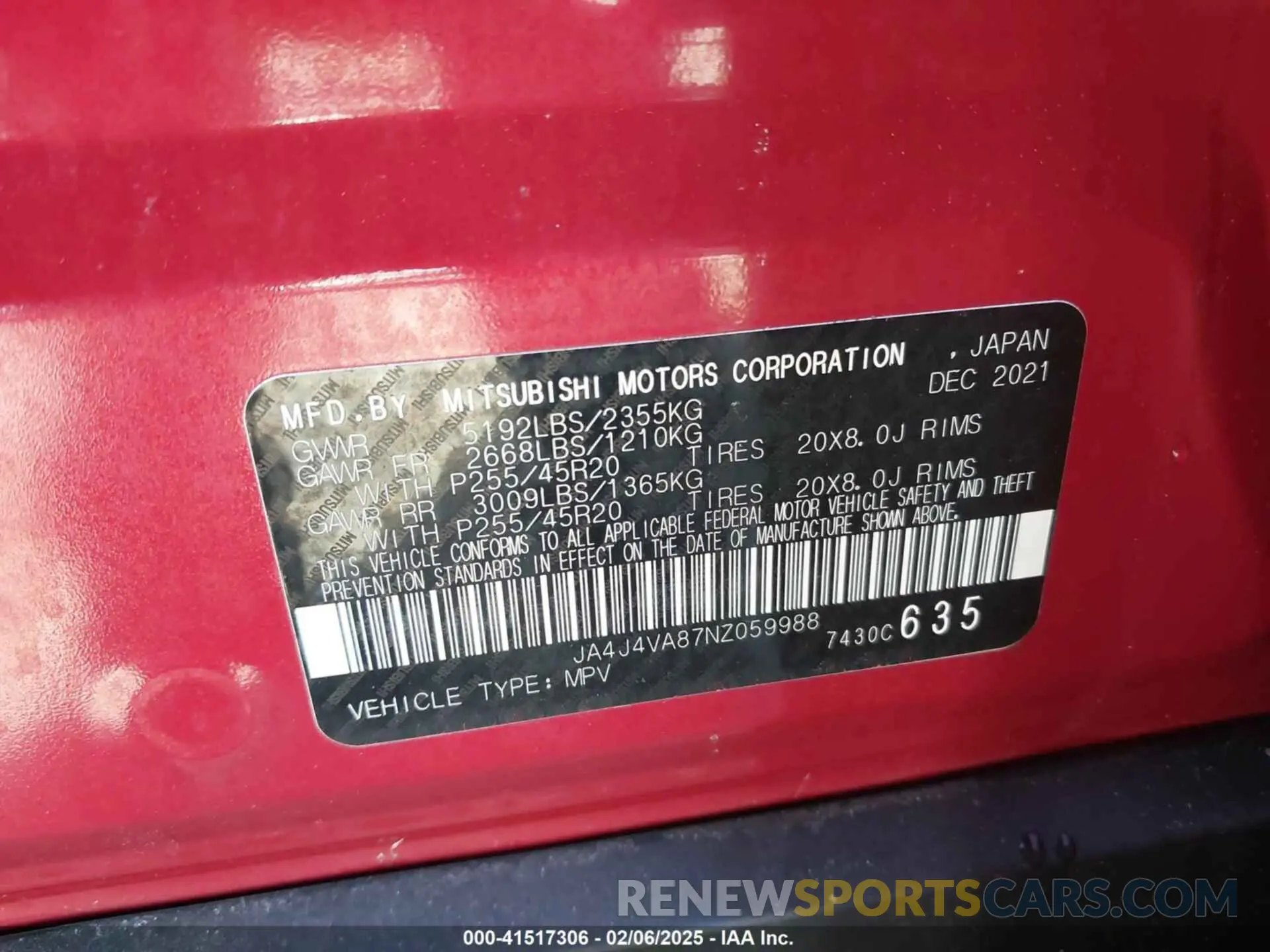 9 Photograph of a damaged car JA4J4VA87NZ059988 MITSUBISHI OUTLANDER 2022