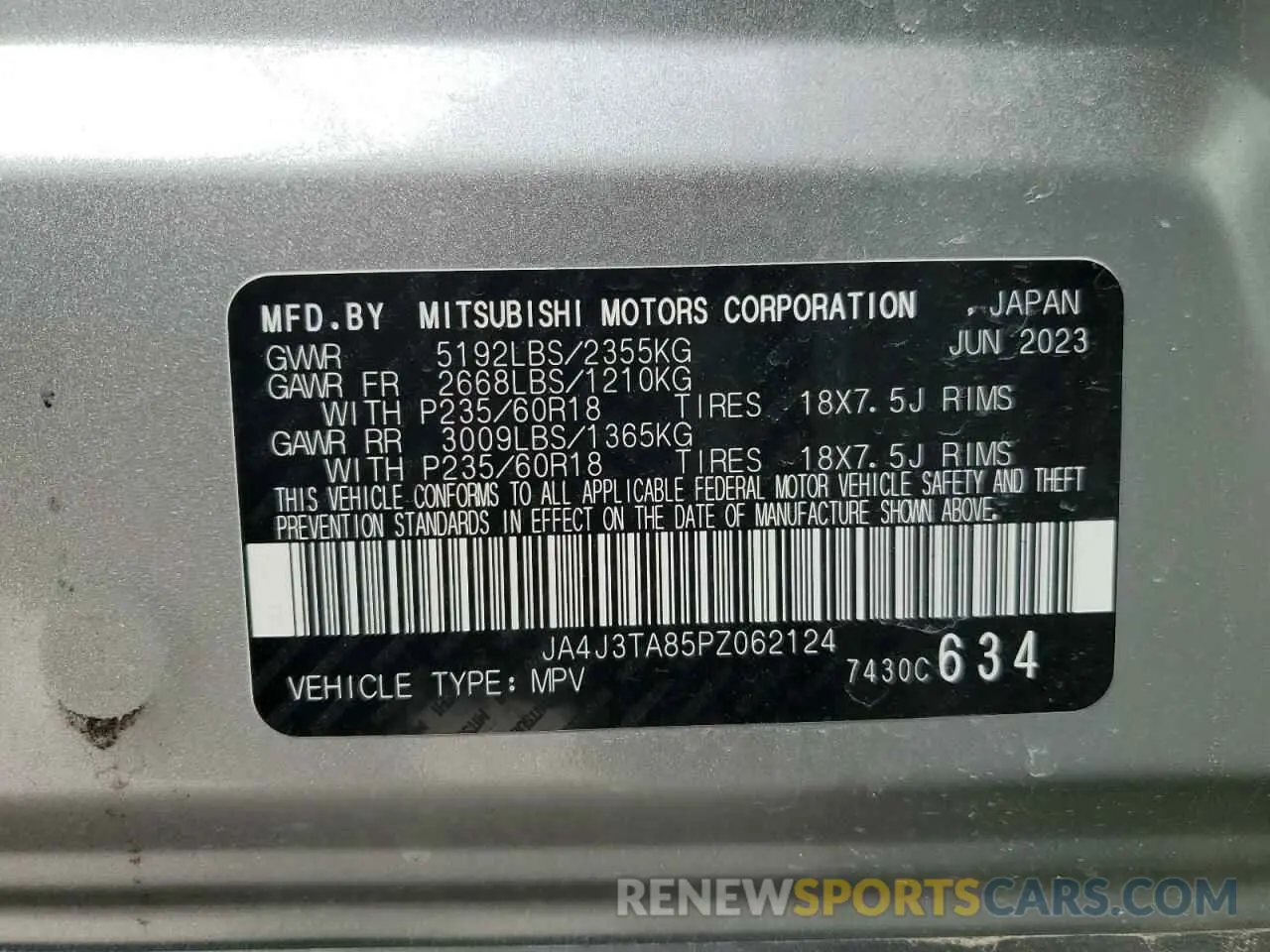 14 Photograph of a damaged car JA4J3TA85PZ062124 MITSUBISHI OUTLANDER 2023