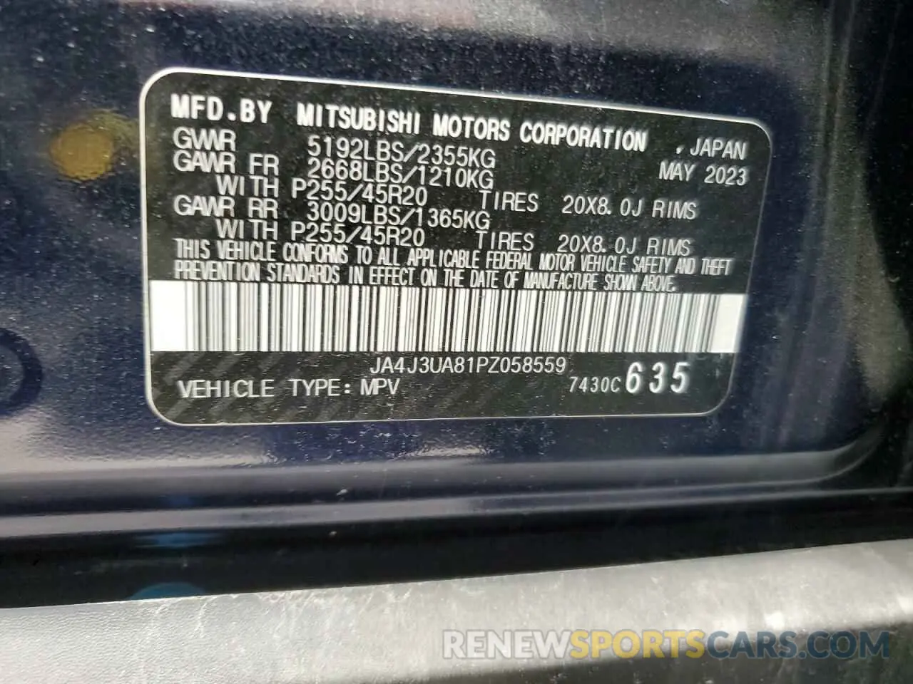 13 Photograph of a damaged car JA4J3UA81PZ058559 MITSUBISHI OUTLANDER 2023