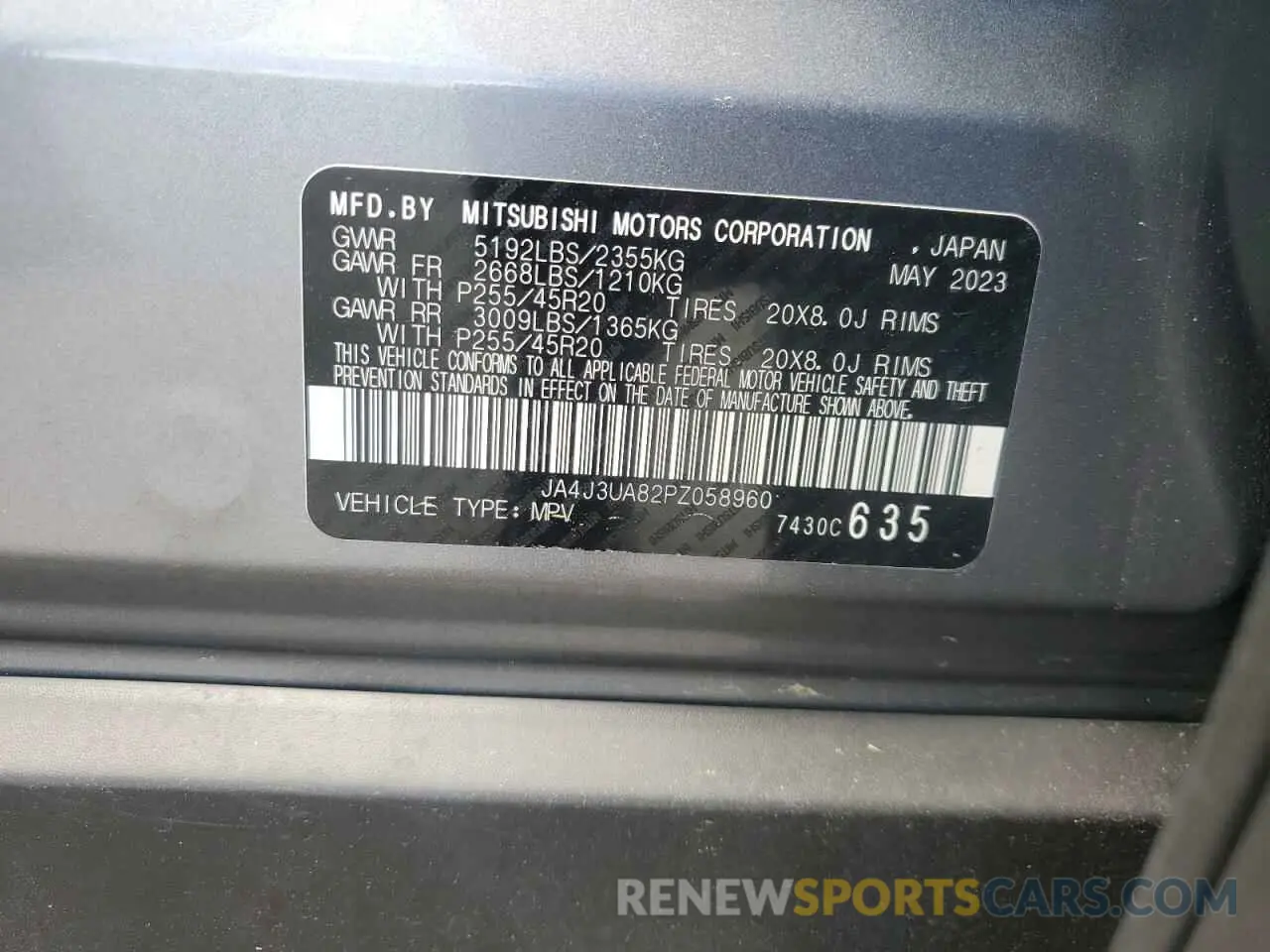 13 Photograph of a damaged car JA4J3UA82PZ058960 MITSUBISHI OUTLANDER 2023
