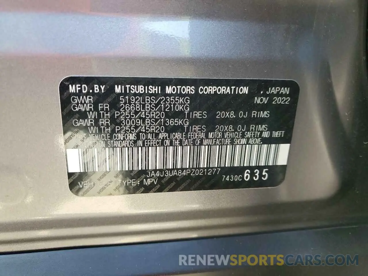 13 Photograph of a damaged car JA4J3UA84PZ021277 MITSUBISHI OUTLANDER 2023