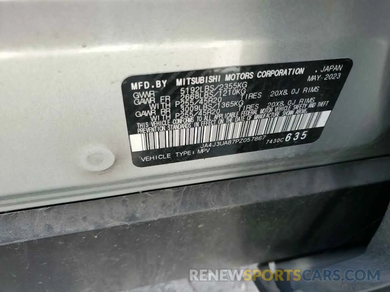 14 Photograph of a damaged car JA4J3UA87PZ057867 MITSUBISHI OUTLANDER 2023